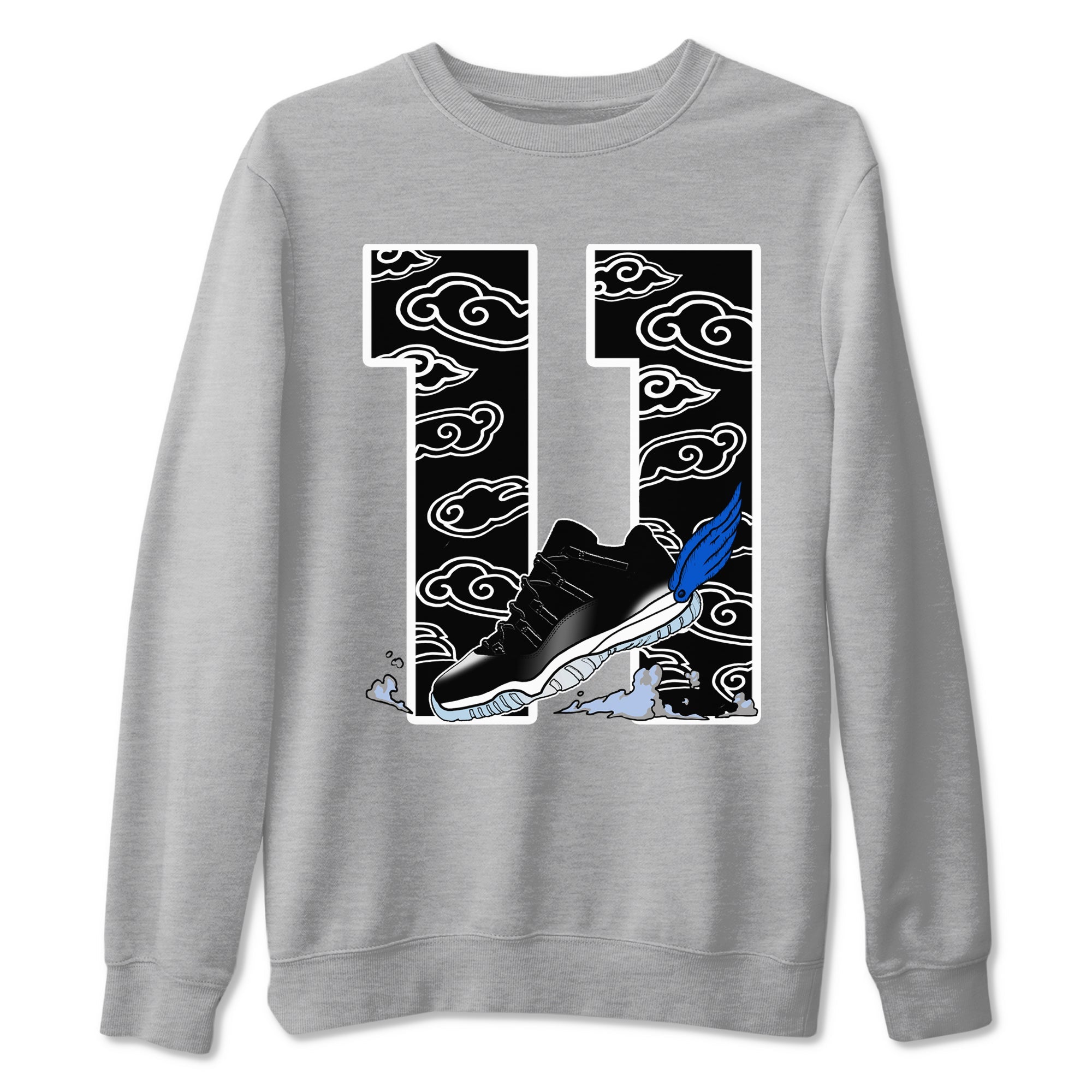 11s Low Space shirt to match jordans Fly To The Clouds sneaker tees Air Jordan 11 Low Space Drip Gear Zone unisex cotton Heather Grey 2 crew neck shirt