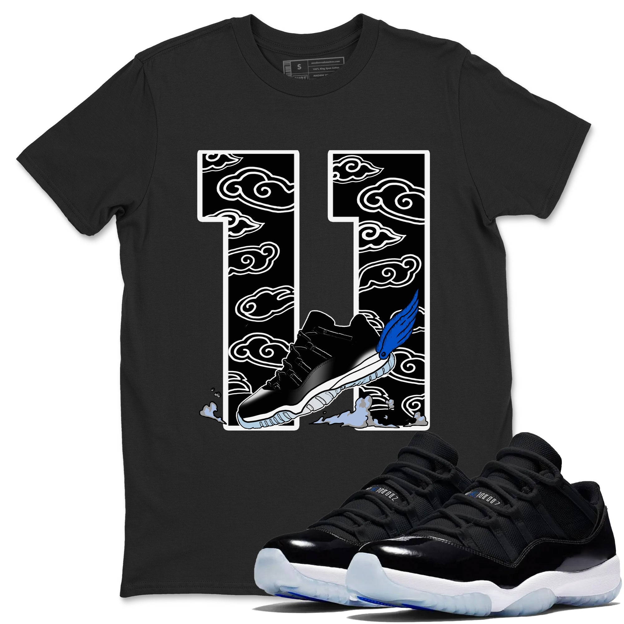 11s Low Space shirt to match jordans Fly To The Clouds sneaker tees Air Jordan 11 Low Space Drip Gear Zone unisex cotton Black 1 crew neck shirt