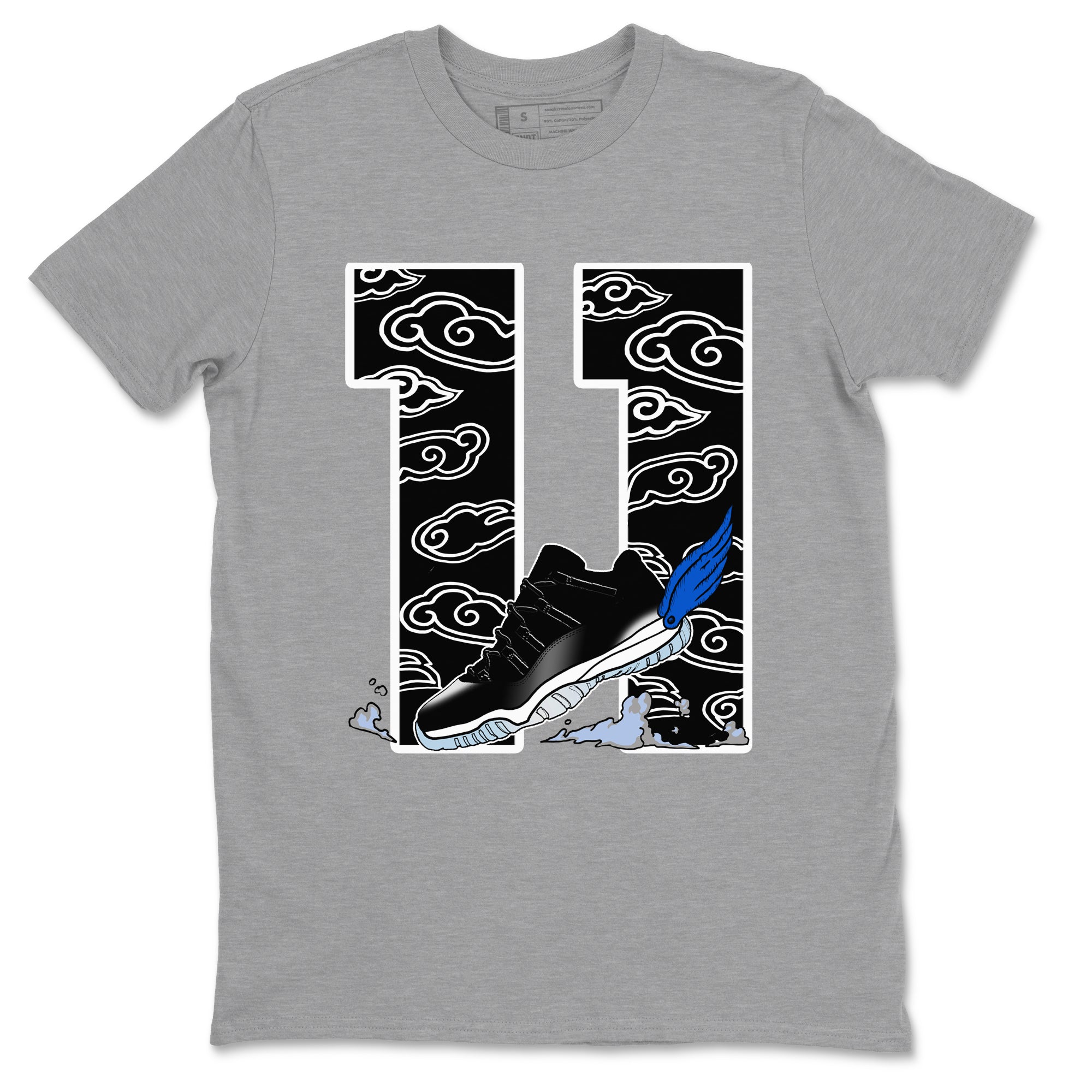 11s Low Space shirt to match jordans Fly To The Clouds sneaker tees Air Jordan 11 Low Space Drip Gear Zone unisex cotton Heather Grey 2 crew neck shirt