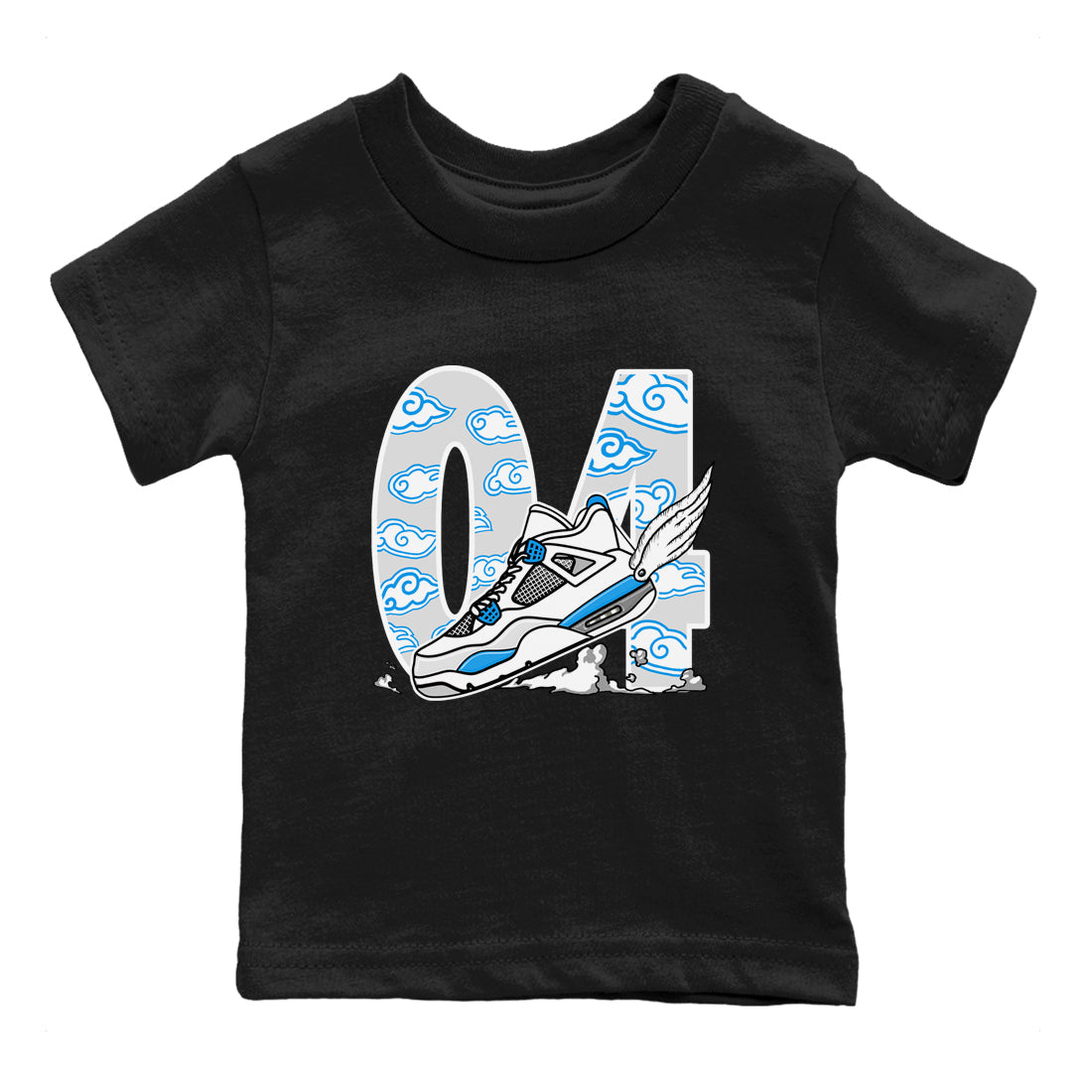 4s Military Blue shirt to match jordans Fly To The Clouds sneaker tees Air Jordan 4 Military Blue Drip Gear Zone baby toddler Black 2 cotton Shirt