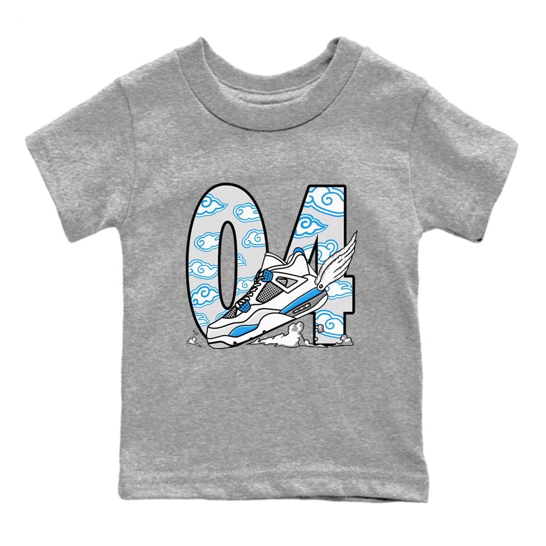 4s Military Blue shirt to match jordans Fly To The Clouds sneaker tees Air Jordan 4 Military Blue Drip Gear Zone baby toddler Heather Grey 2 cotton Shirt