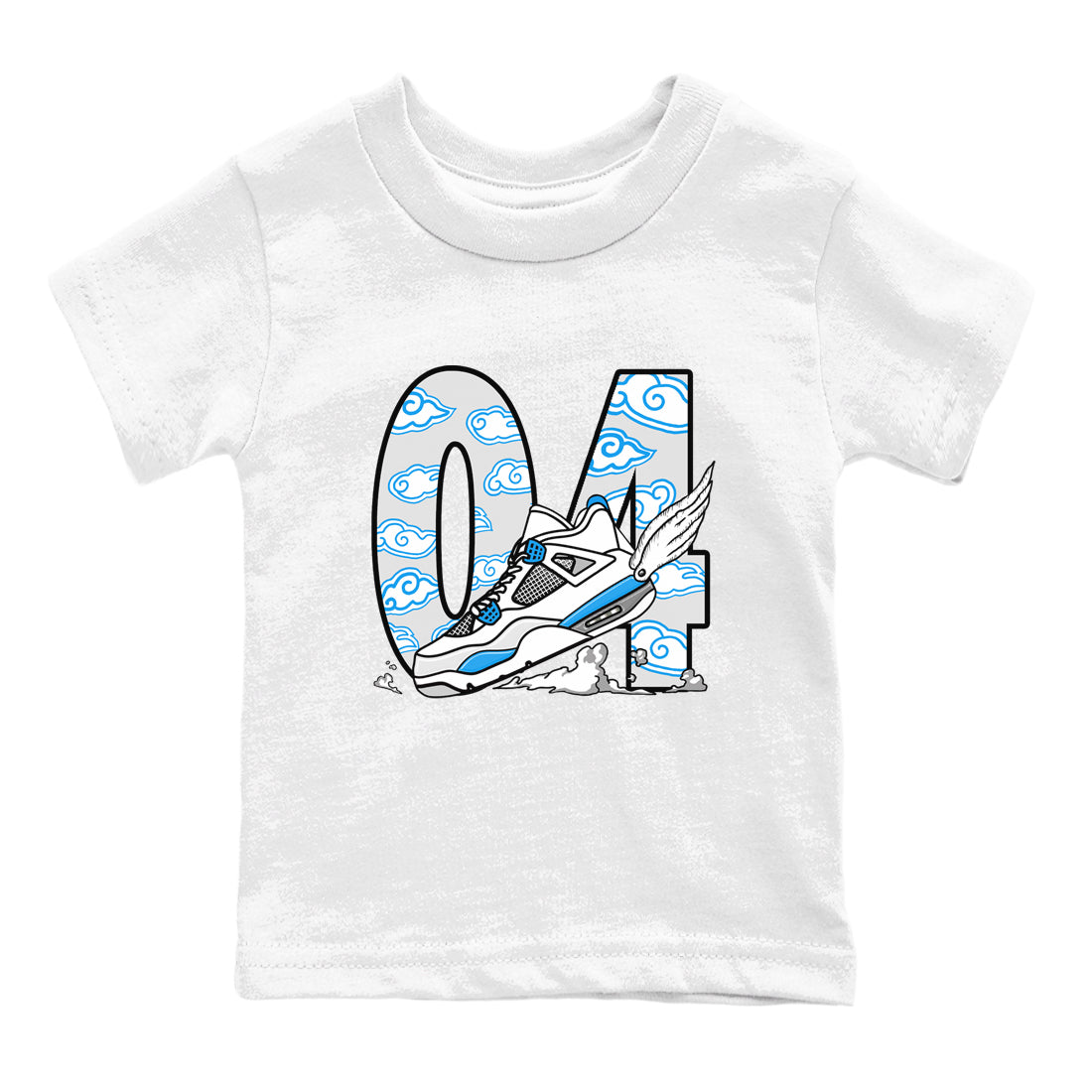 4s Military Blue shirt to match jordans Fly To The Clouds sneaker tees Air Jordan 4 Military Blue Drip Gear Zone baby toddler White 2 cotton Shirt