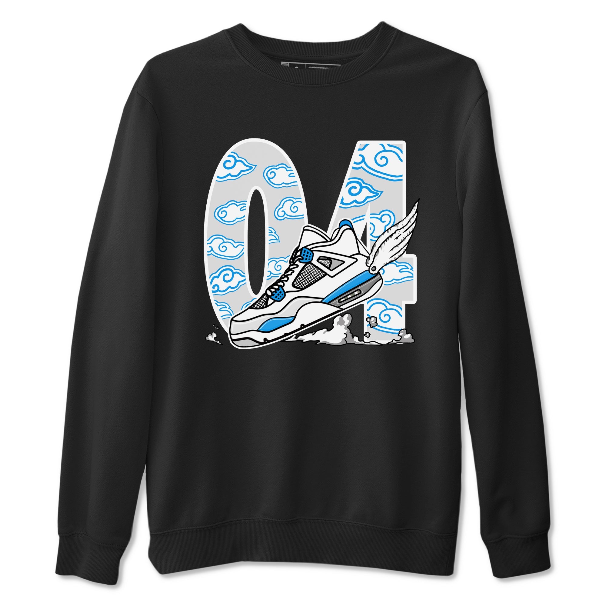 4s Military Blue shirt to match jordans Fly To The Clouds sneaker tees Air Jordan 4 Military Blue Drip Gear Zone unisex cotton Black 2 crew neck shirt