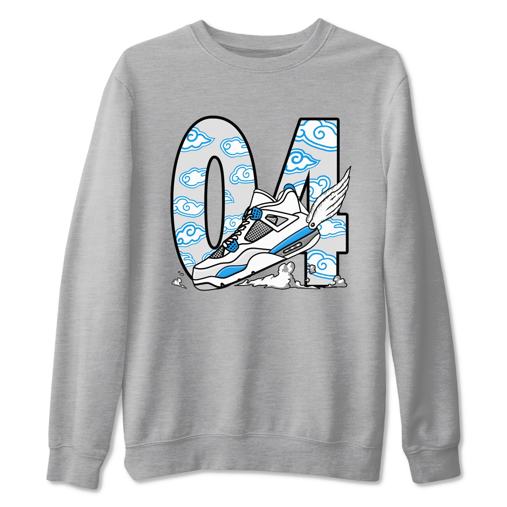 4s Military Blue shirt to match jordans Fly To The Clouds sneaker tees Air Jordan 4 Military Blue Drip Gear Zone unisex cotton Heather Grey 2 crew neck shirt