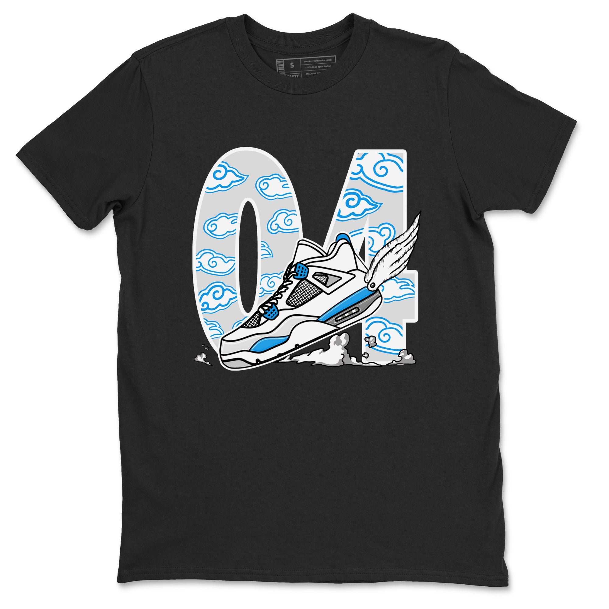 4s Military Blue shirt to match jordans Fly To The Clouds sneaker tees Air Jordan 4 Military Blue Drip Gear Zone unisex cotton Black 2 crew neck shirt