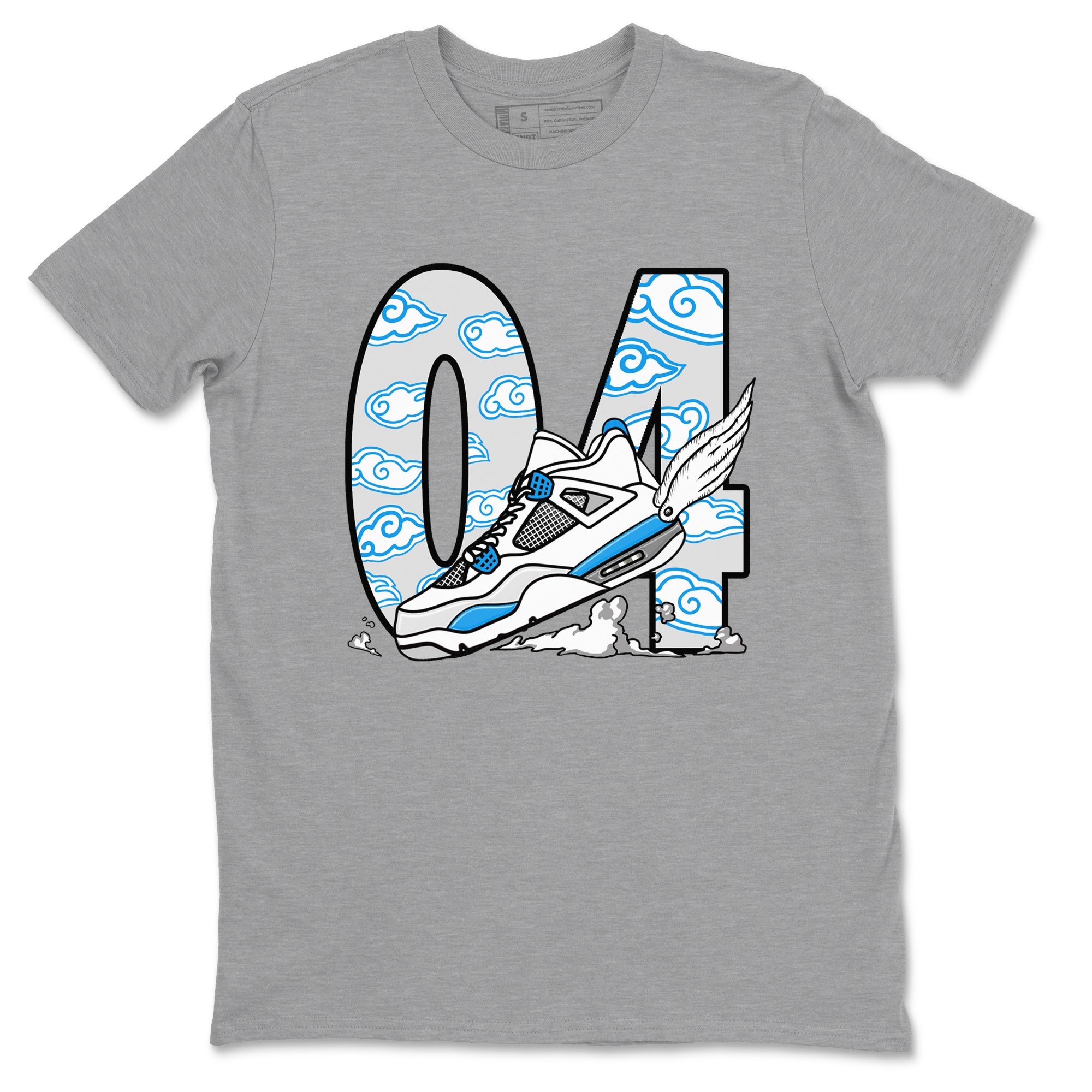 4s Military Blue shirt to match jordans Fly To The Clouds sneaker tees Air Jordan 4 Military Blue Drip Gear Zone unisex cotton Heather Grey 2 crew neck shirt