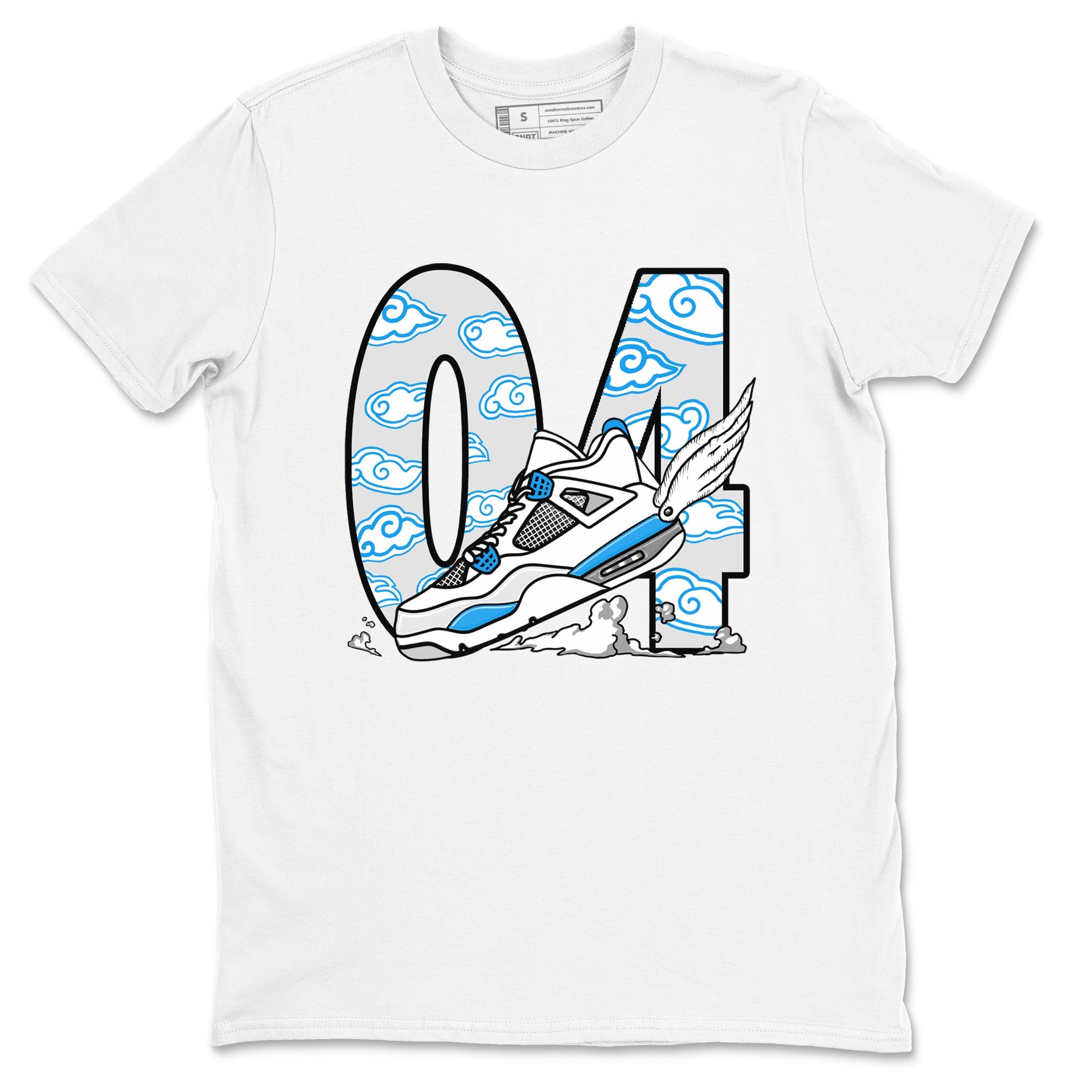 4s Military Blue shirt to match jordans Fly To The Clouds sneaker tees Air Jordan 4 Military Blue Drip Gear Zone unisex cotton White 2 crew neck shirt