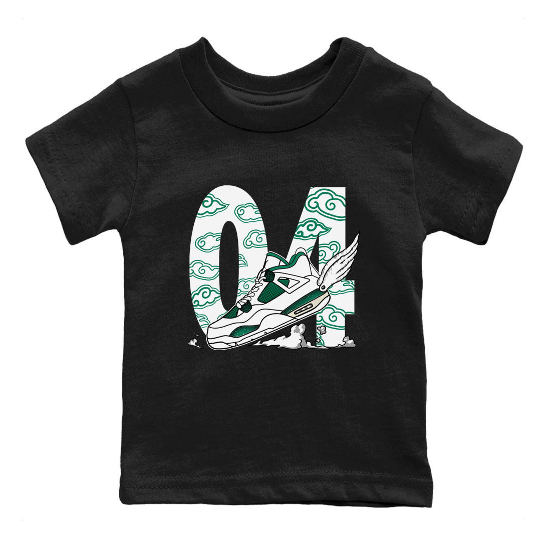 4s Oxidized Green shirts to match jordans Fly To The Clouds sneaker match tees Air Jordan 4 Oxidized Green Drip Gear Zone streetwear brand Baby and Youth Black 2 cotton tee