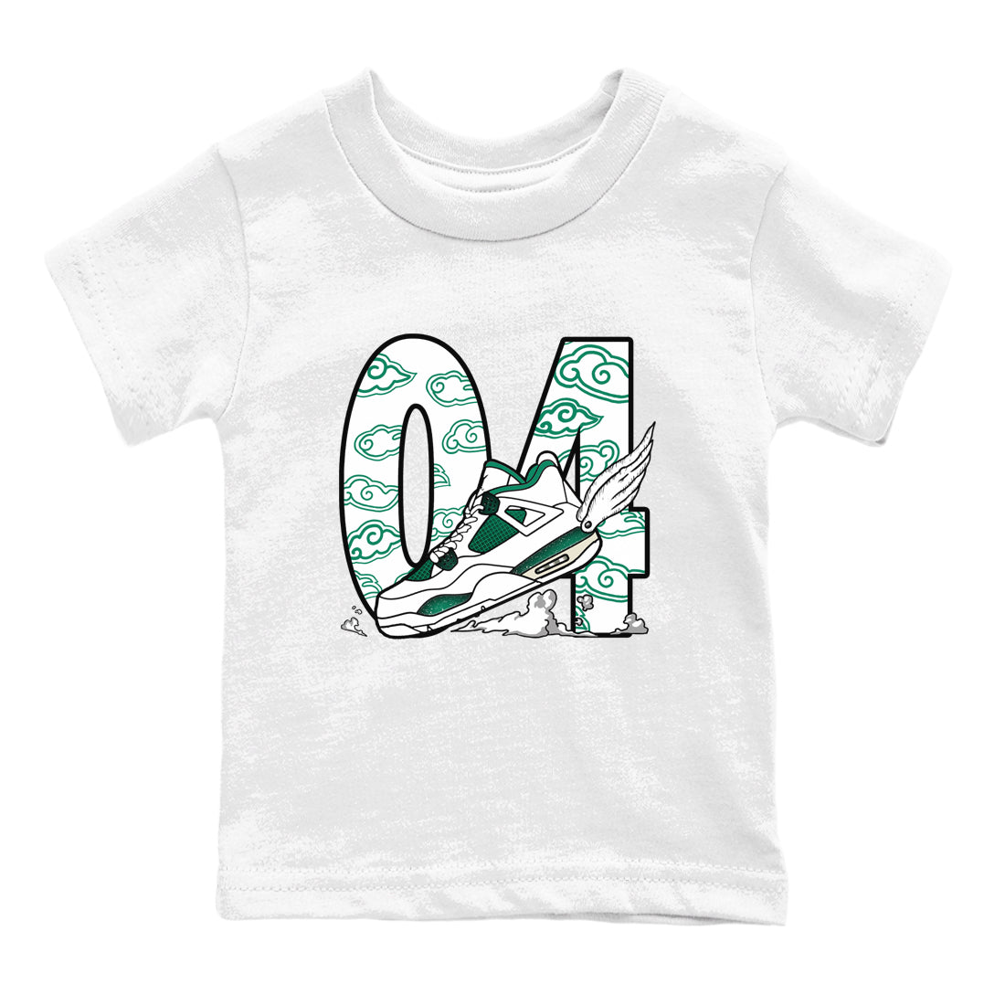 4s Oxidized Green shirts to match jordans Fly To The Clouds sneaker match tees Air Jordan 4 Oxidized Green Drip Gear Zone streetwear brand Baby and Youth White 2 cotton tee