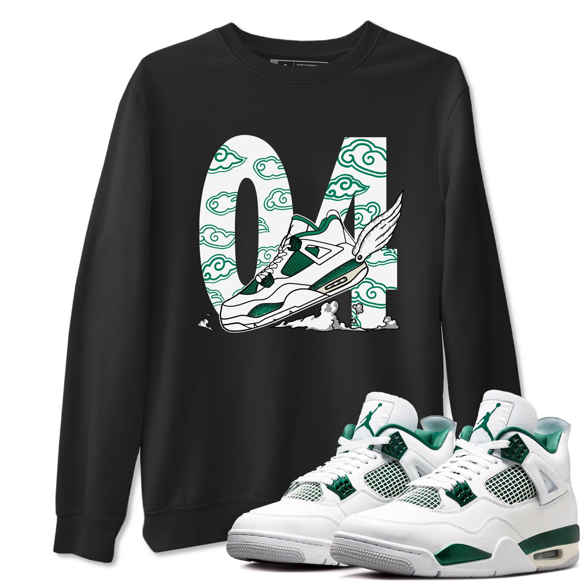 4s Oxidized Green shirts to match jordans Fly To The Clouds sneaker match tees Air Jordan 4 Oxidized Green Drip Gear Zone streetwear brand Black 1 unisex cotton tee