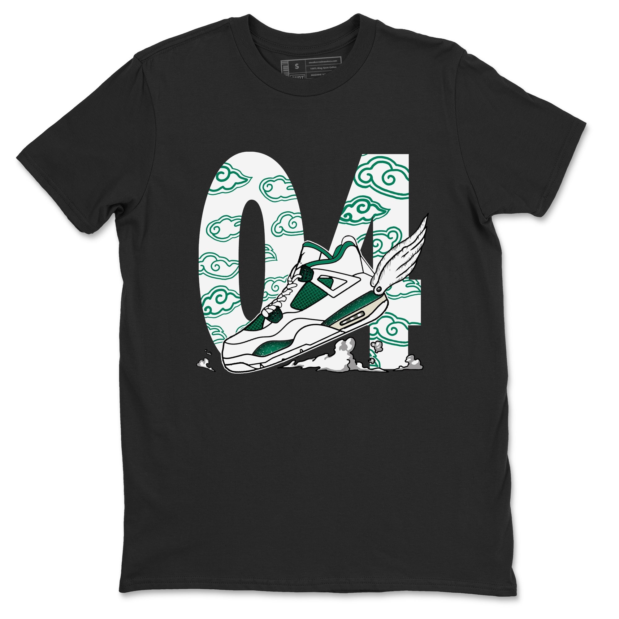 4s Oxidized Green shirts to match jordans Fly To The Clouds sneaker match tees Air Jordan 4 Oxidized Green Drip Gear Zone streetwear brand Black 2 unisex cotton tee