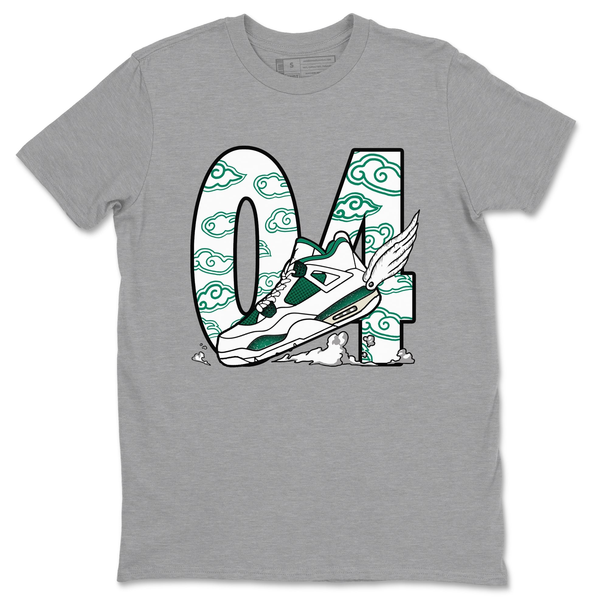 4s Oxidized Green shirts to match jordans Fly To The Clouds sneaker match tees Air Jordan 4 Oxidized Green Drip Gear Zone streetwear brand Heather Grey 2 unisex cotton tee