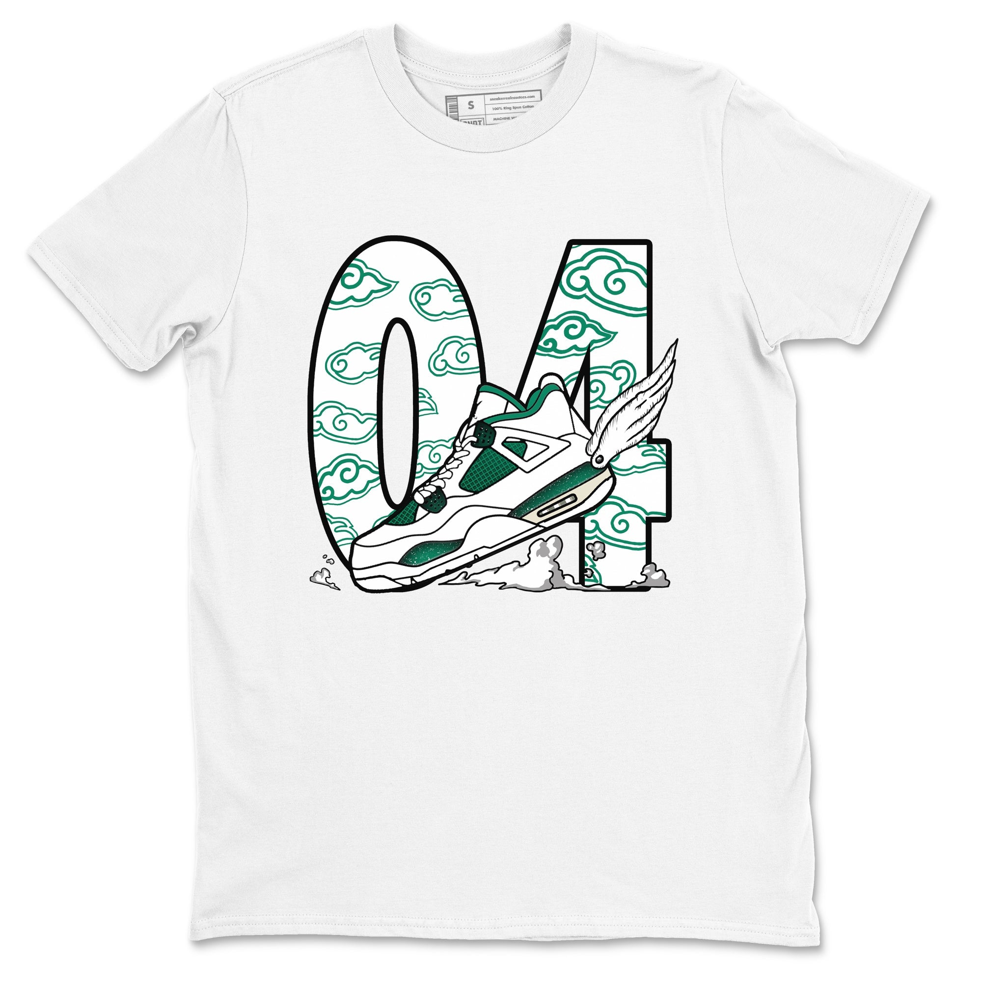 4s Oxidized Green shirts to match jordans Fly To The Clouds sneaker match tees Air Jordan 4 Oxidized Green Drip Gear Zone streetwear brand White 2 unisex cotton tee