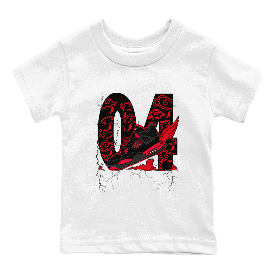 4s Red Thunder shirts to match jordans Fly To The Clouds sneaker match tees Air Jordan 4 Red Thunder Drip Gear Zone streetwear brand Baby and Youth White 2 cotton tee