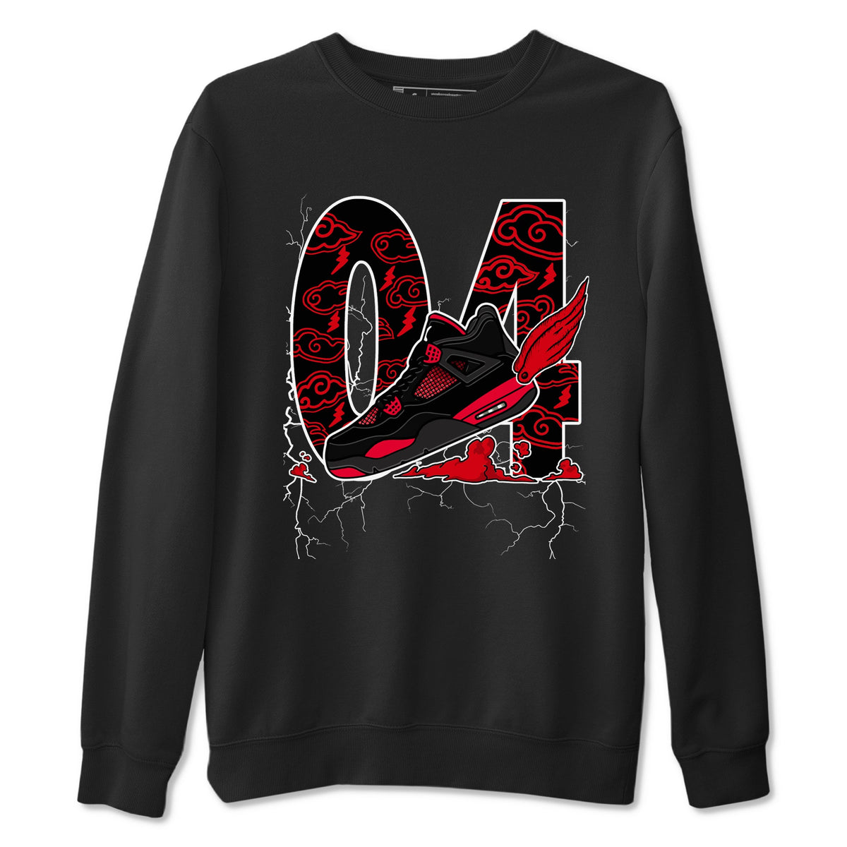 4s Red Thunder shirts to match jordans Fly To The Clouds sneaker match tees Air Jordan 4 Red Thunder Drip Gear Zone streetwear brand Black 2 unisex cotton tee