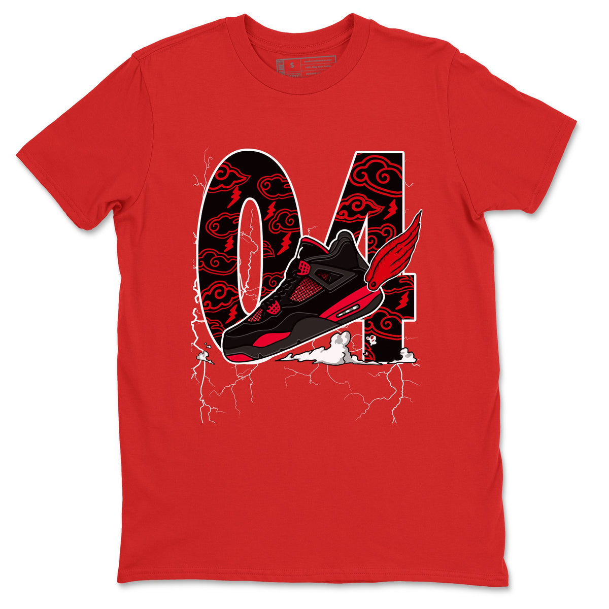 4s Red Thunder shirts to match jordans Fly To The Clouds sneaker match tees Air Jordan 4 Red Thunder Drip Gear Zone streetwear brand Red 2 unisex cotton tee