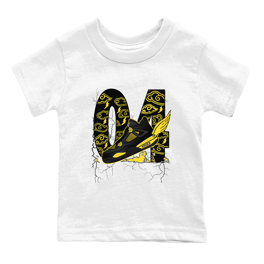 AJ4 Thunder shirts to match jordans Fly To The Clouds sneaker match tees Air Jordan 4 Thunder Drip Gear Zone streetwear brand Baby and Youth White 2 cotton tee