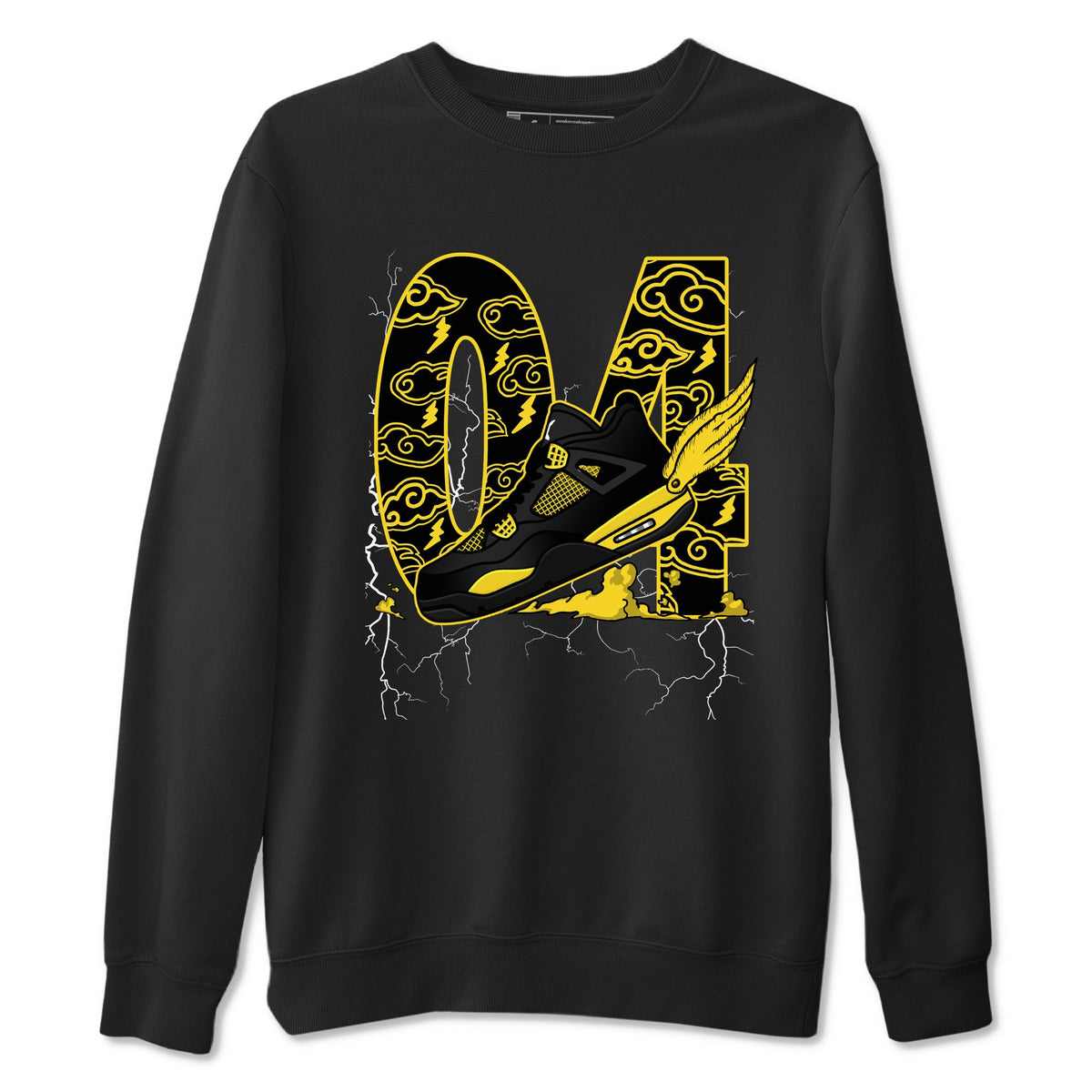 AJ4 Thunder shirts to match jordans Fly To The Clouds sneaker match tees Air Jordan 4 Thunder Drip Gear Zone streetwear brand Black 2 unisex cotton tee