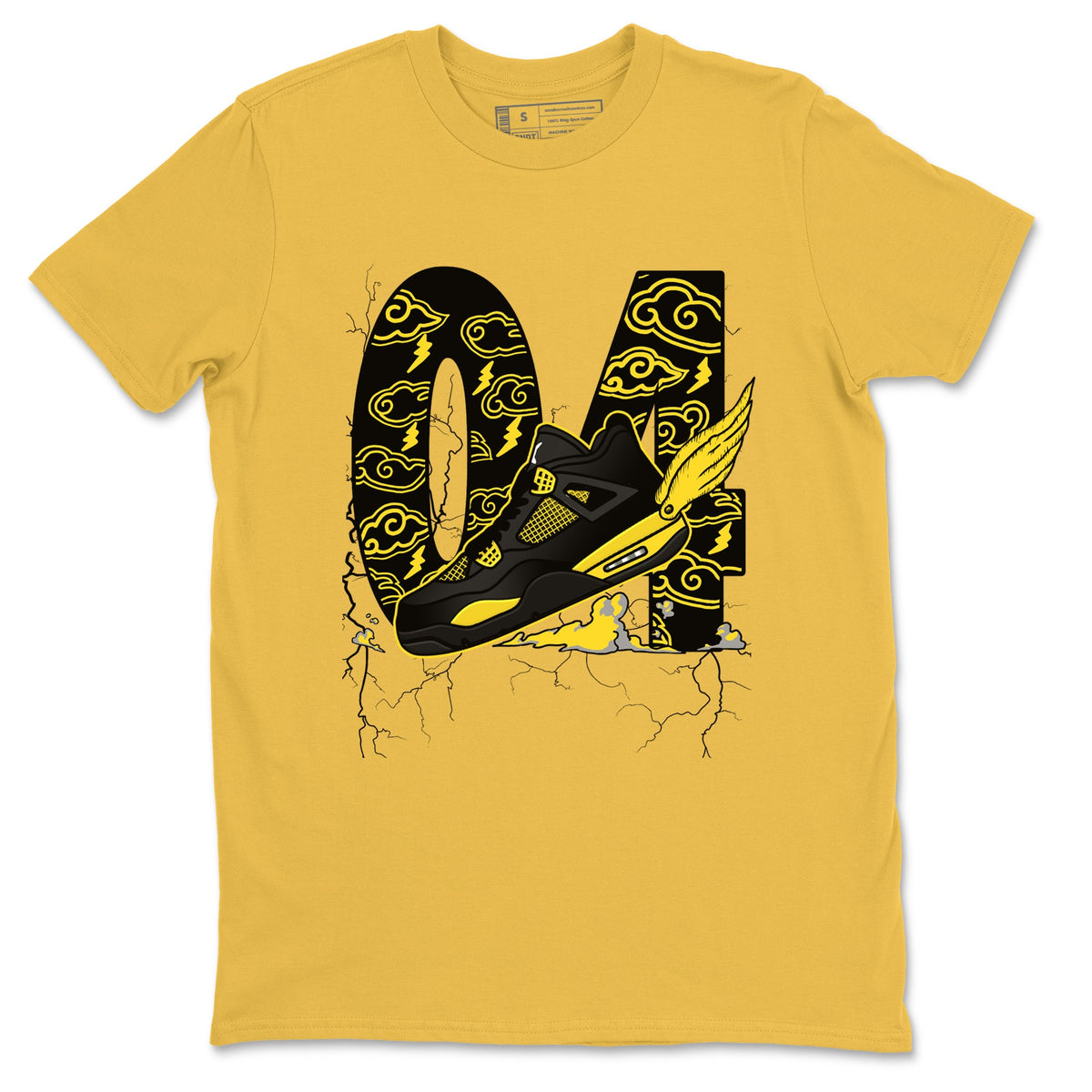 AJ4 Thunder shirts to match jordans Fly To The Clouds sneaker match tees Air Jordan 4 Thunder Drip Gear Zone streetwear brand Daisy 2 unisex cotton tee