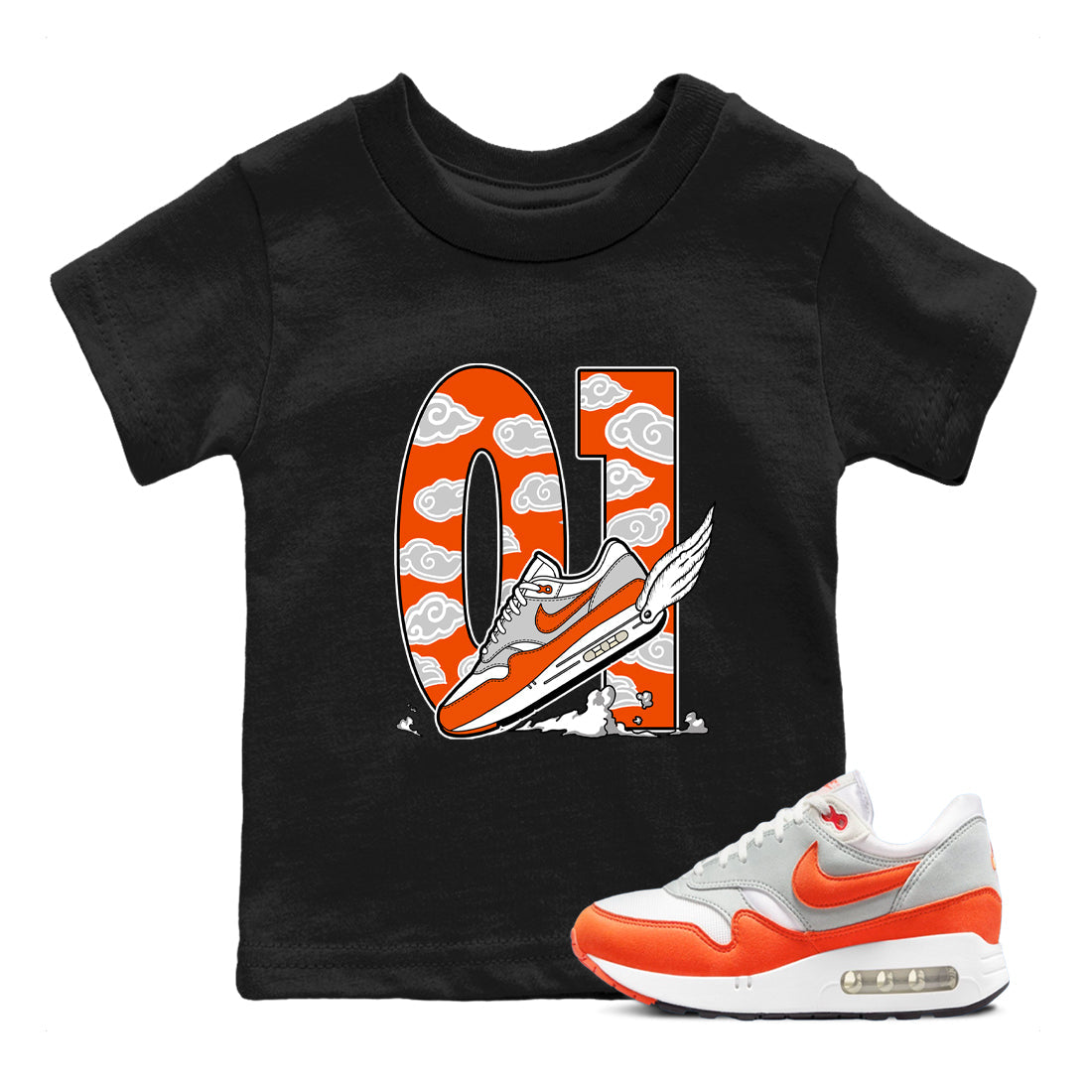 Air Max 1 OG '86 'Summit White and Cosmic Clay shirts to match jordans Fly To The Clouds sneaker match tees Air Max 1 Cosmic Clay match shoes to clothes Drip Gear Zone Youth Baby Black 1 tee