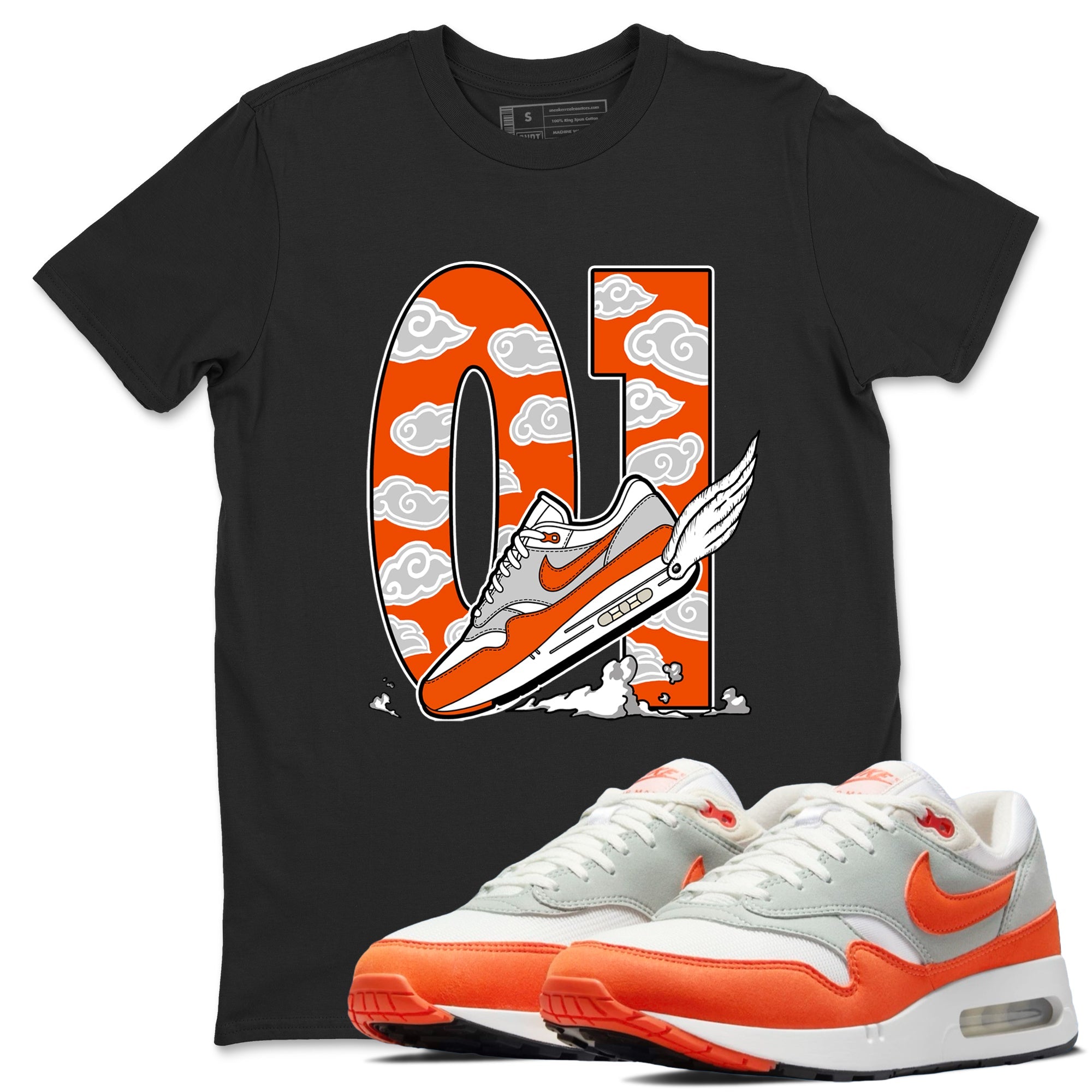 Air Max 1 OG '86 'Summit White and Cosmic Clay shirts to match jordans Fly To The Clouds sneaker match tees Air Max 1 Cosmic Clay match shoes to clothes Drip Gear Zone unisex cotton Black 1 shirts