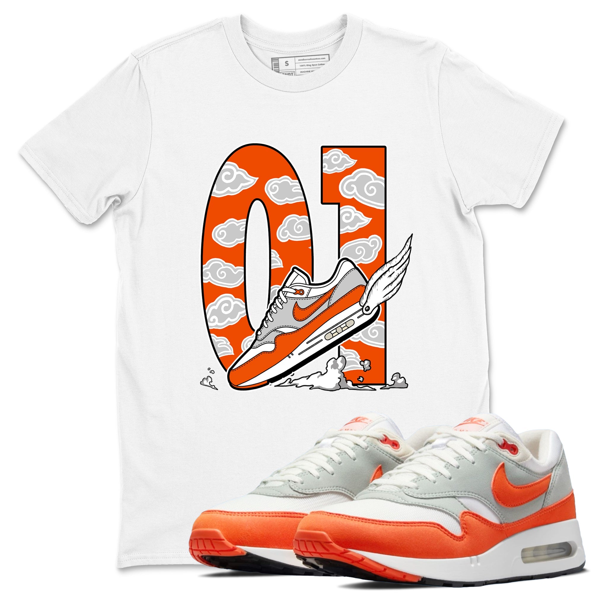 Air Max 1 OG '86 'Summit White and Cosmic Clay shirts to match jordans Fly To The Clouds sneaker match tees Air Max 1 Cosmic Clay match shoes to clothes Drip Gear Zone unisex cotton White 1 shirts