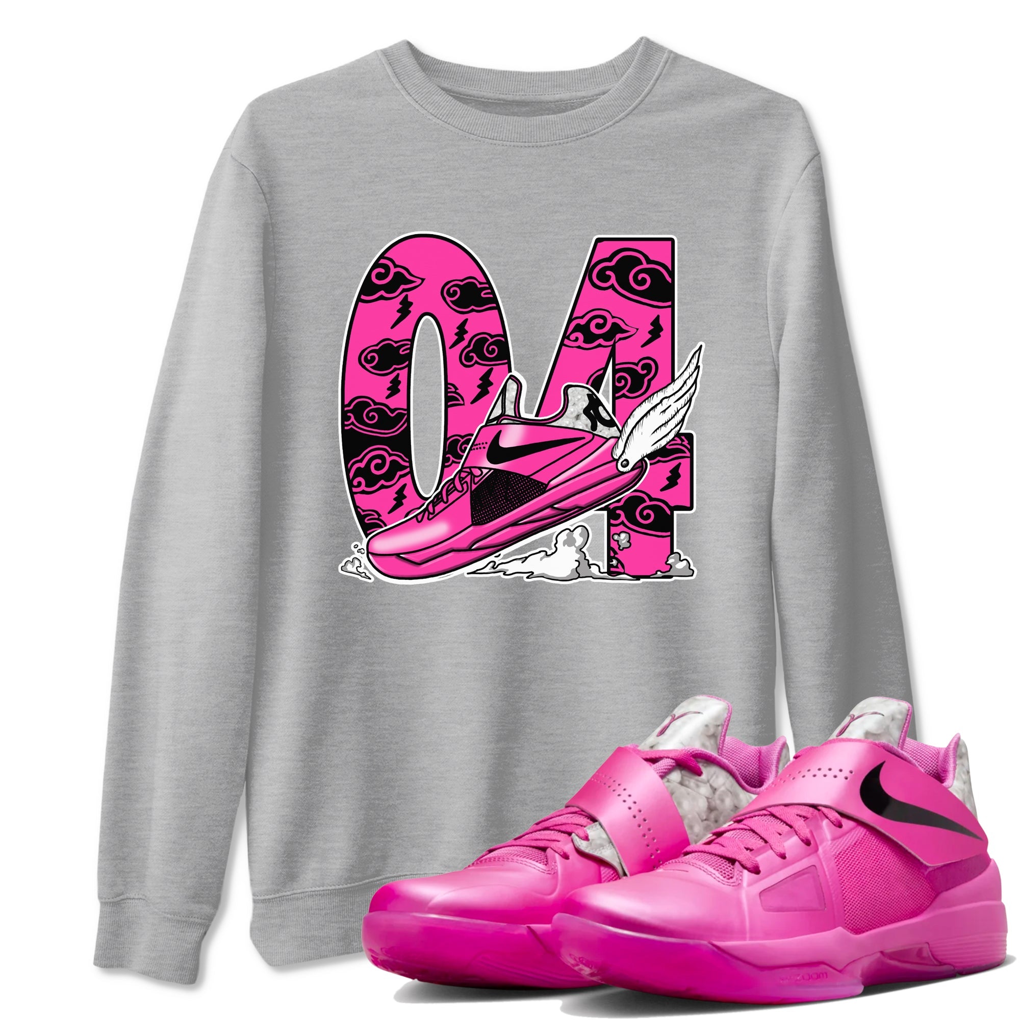 Nike KD 4 Retro Aunt Pearl shirts to match jordans Fly To The Clouds sneaker match tees Nike KD 4 Aunt Pearl match shoes to clothes Drip Gear Zone unisex cotton Heather Grey 1 shirts