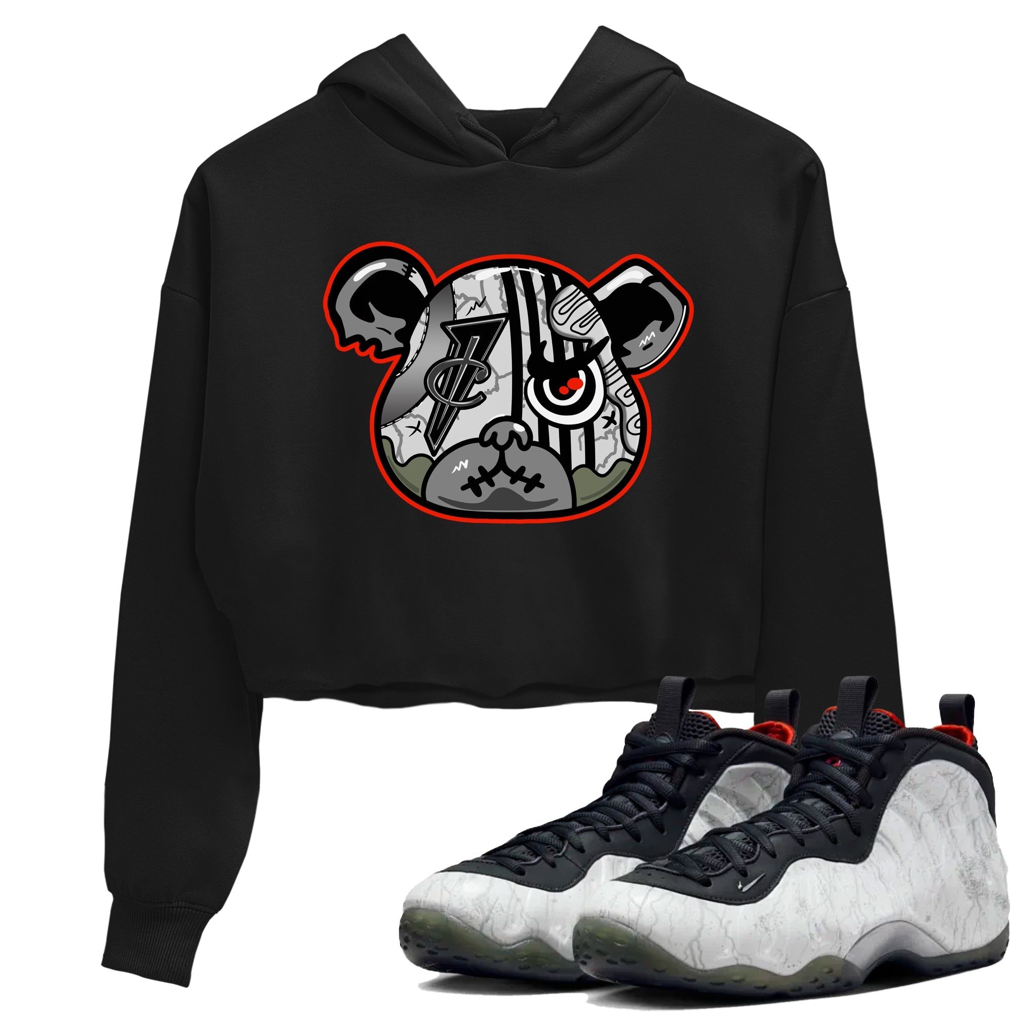 Foams One Jin shirts to match jordans Foamposite Bear sneaker match tees Air Foamposite One Jin match shoes to clothes Drip Gear Zone unisex cotton Black 1 crop tee
