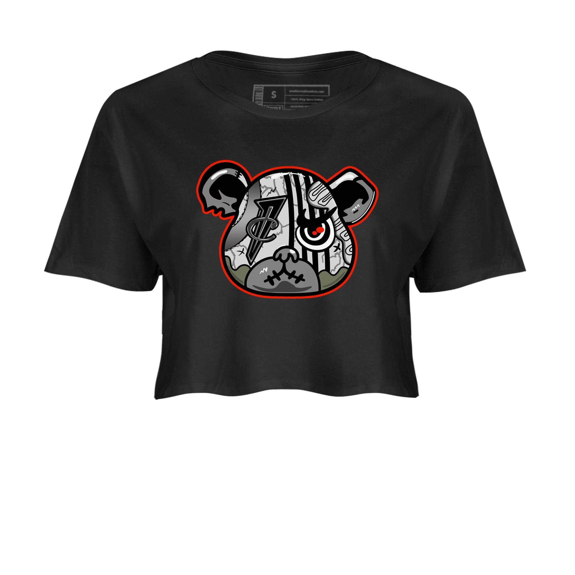 Foams One Jin shirts to match jordans Foamposite Bear sneaker match tees Air Foamposite One Jin match shoes to clothes Drip Gear Zone unisex cotton Black 2 crop tee