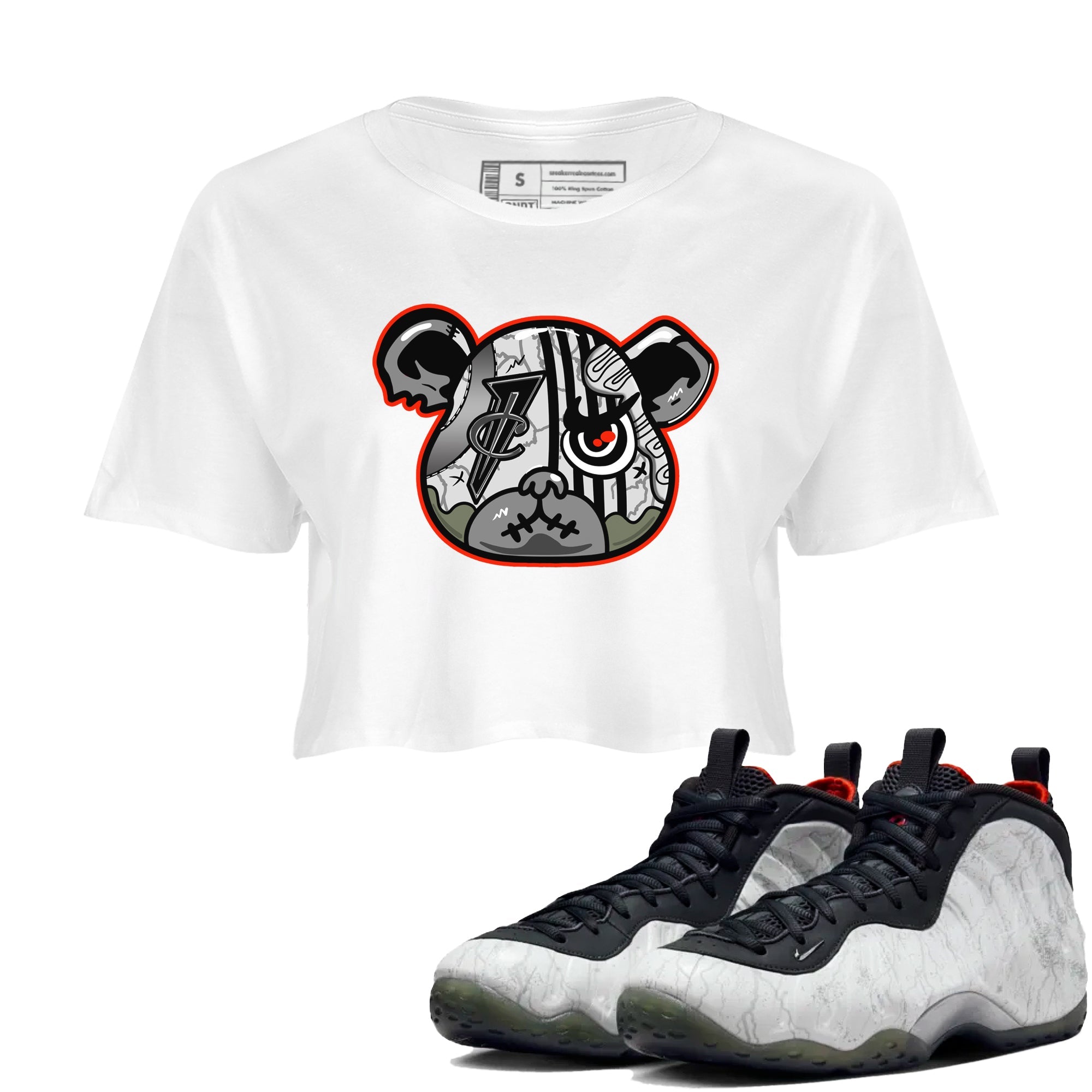 Foams One Jin shirts to match jordans Foamposite Bear sneaker match tees Air Foamposite One Jin match shoes to clothes Drip Gear Zone unisex cotton White 1 crop tee
