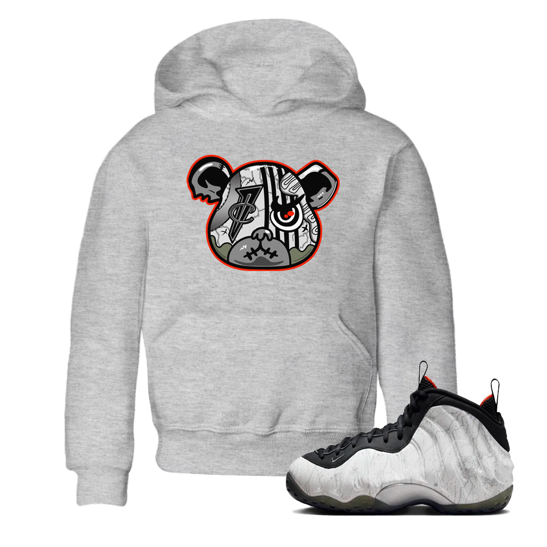 Foams One Jin shirts to match jordans Foamposite Bear sneaker match tees Air Foamposite One Jin match shoes to clothes Drip Gear Zone Youth Baby Heather Grey 1 tee