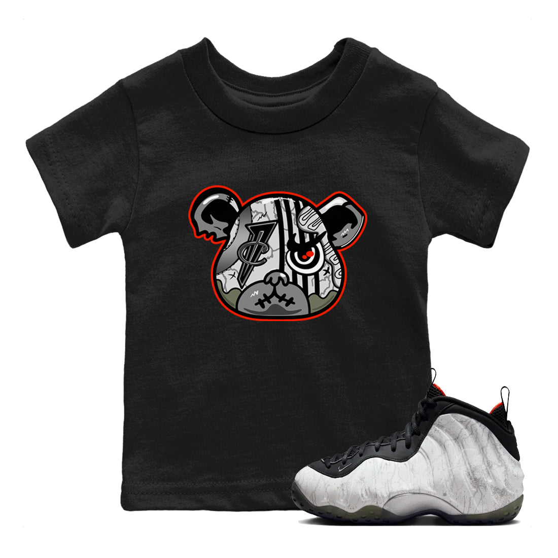 Foams One Jin shirts to match jordans Foamposite Bear sneaker match tees Air Foamposite One Jin match shoes to clothes Drip Gear Zone Youth Baby Black 1 tee