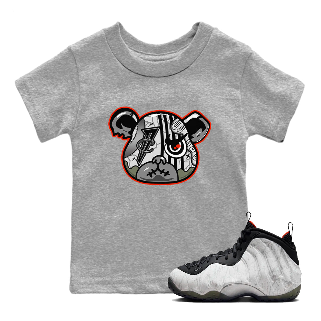 Foams One Jin shirts to match jordans Foamposite Bear sneaker match tees Air Foamposite One Jin match shoes to clothes Drip Gear Zone Youth Baby Heather Grey 1 tee