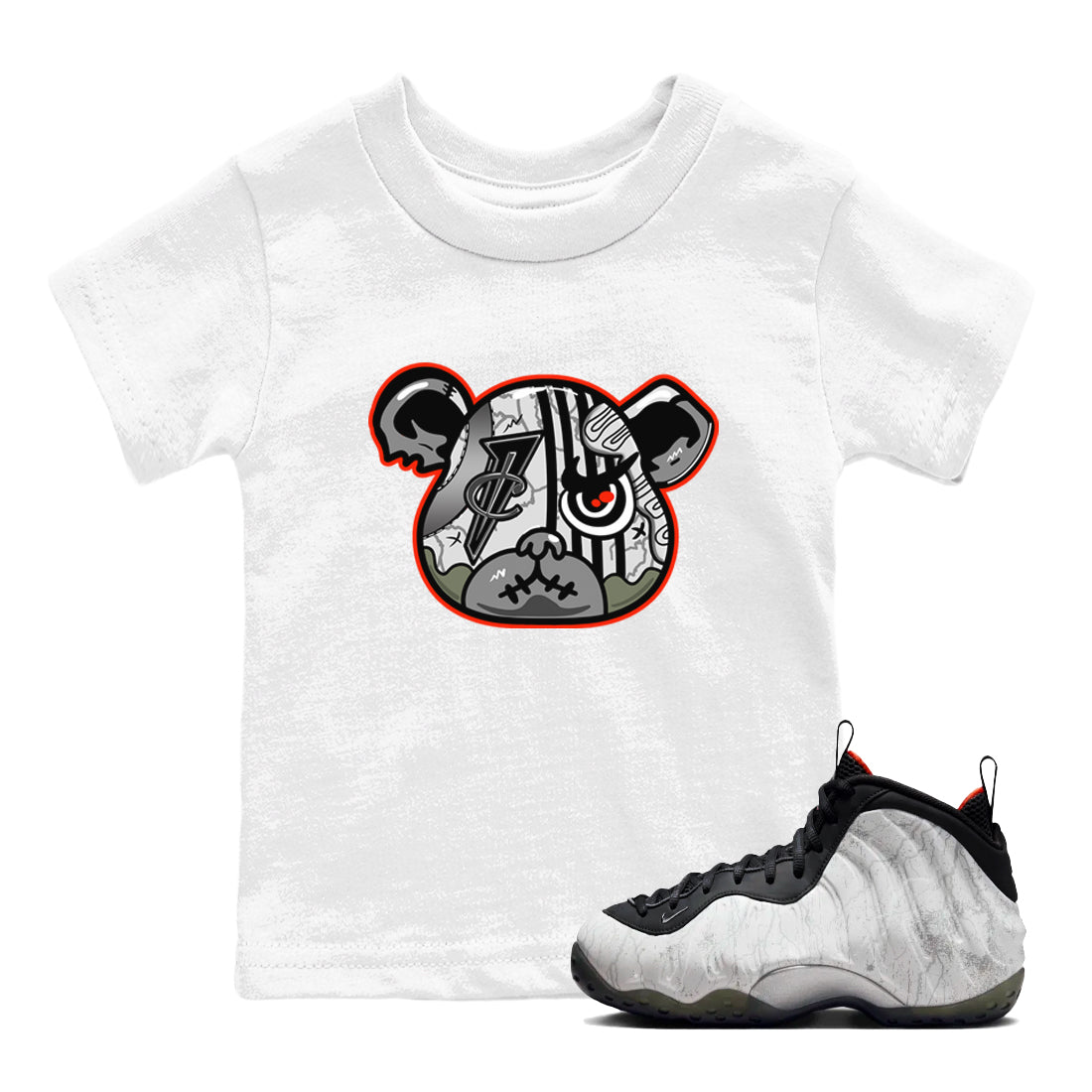 Foams One Jin shirts to match jordans Foamposite Bear sneaker match tees Air Foamposite One Jin match shoes to clothes Drip Gear Zone Youth Baby White 1 tee
