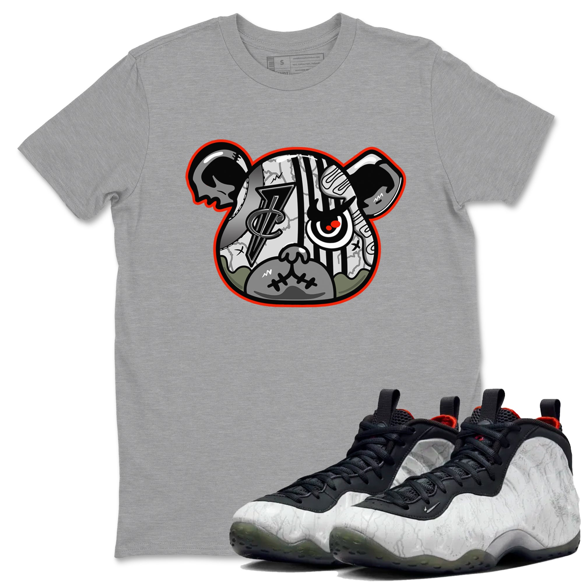 Foams One Jin shirts to match jordans Foamposite Bear sneaker match tees Air Foamposite One Jin match shoes to clothes Drip Gear Zone unisex cotton Heather Grey 1 shirts