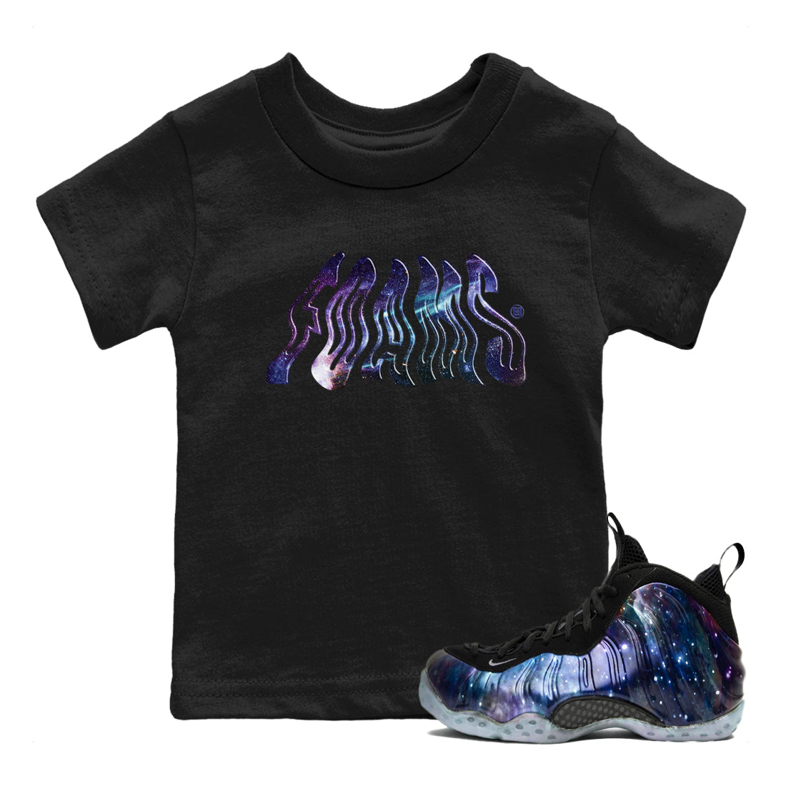 Air Foamposite One Galaxy shirts to match jordans Foams sneaker match tees Foams One Galaxy match shoes to clothes Drip Gear Zone Youth Baby Black 1 tee