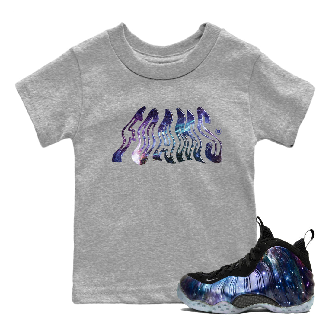 Air Foamposite One Galaxy shirts to match jordans Foams sneaker match tees Foams One Galaxy match shoes to clothes Drip Gear Zone Youth Baby Heather Grey 1 tee