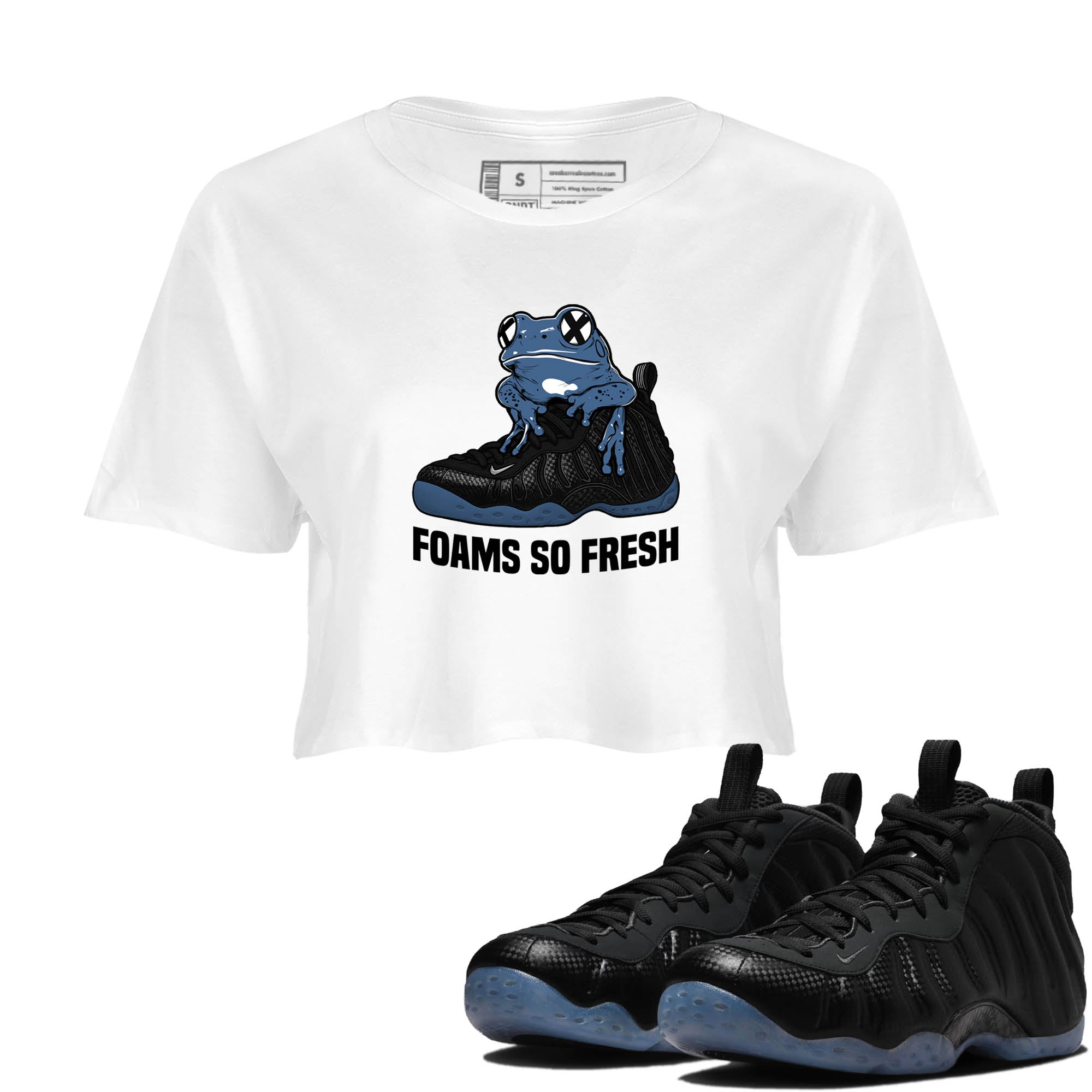 Sneaker Threads  Sneaker Tees To Match Air Foamposite One Carbon Fiber  Foams So Fresh Crop Tee White 1. Perfect for Jordan releases 2025 colorways.