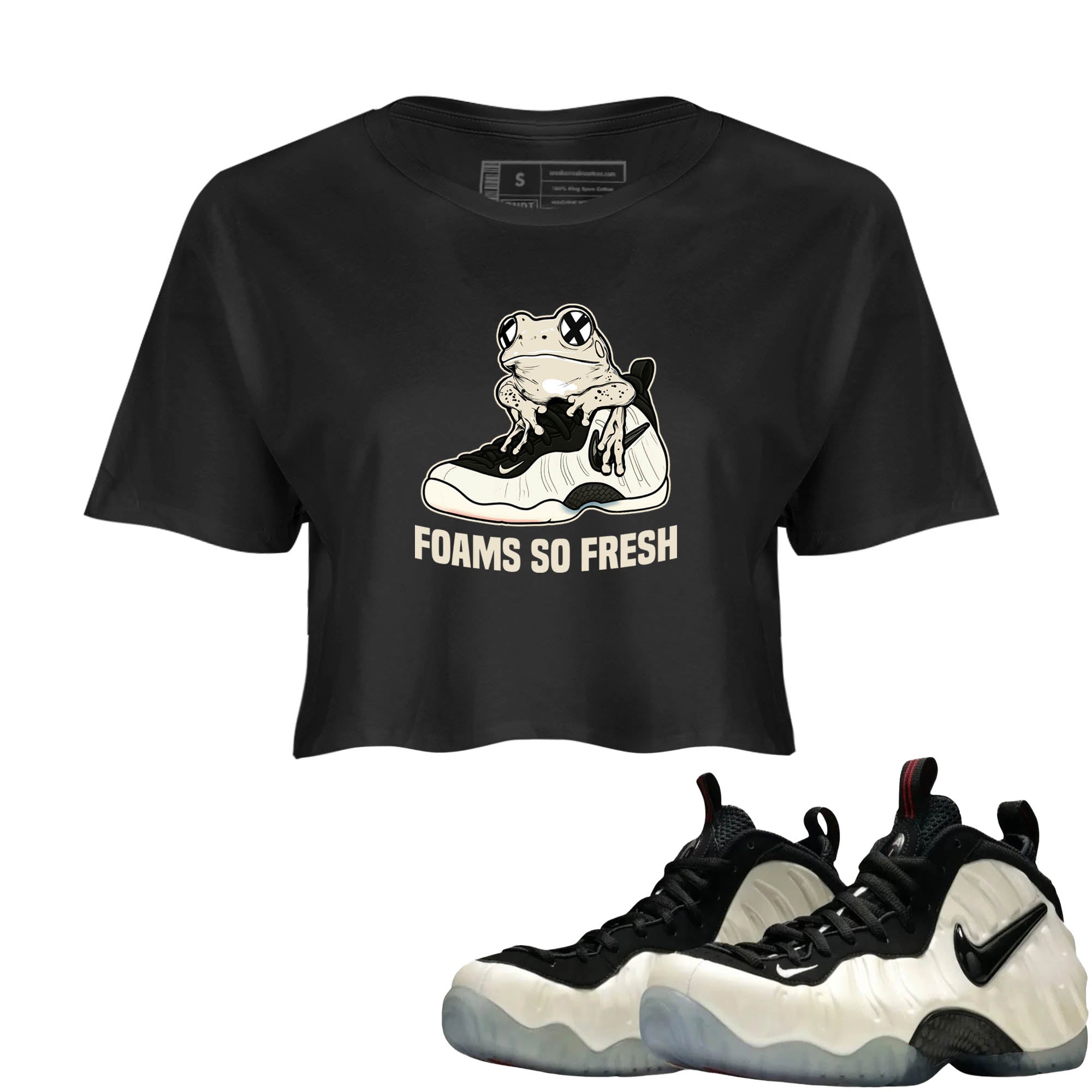 Sneaker Threads  Sneaker Tees To Match Air Foamposite One Pearl  Foams So Fresh Crop Tee Black 1. Perfect for Jordan releases 2025 colorways.