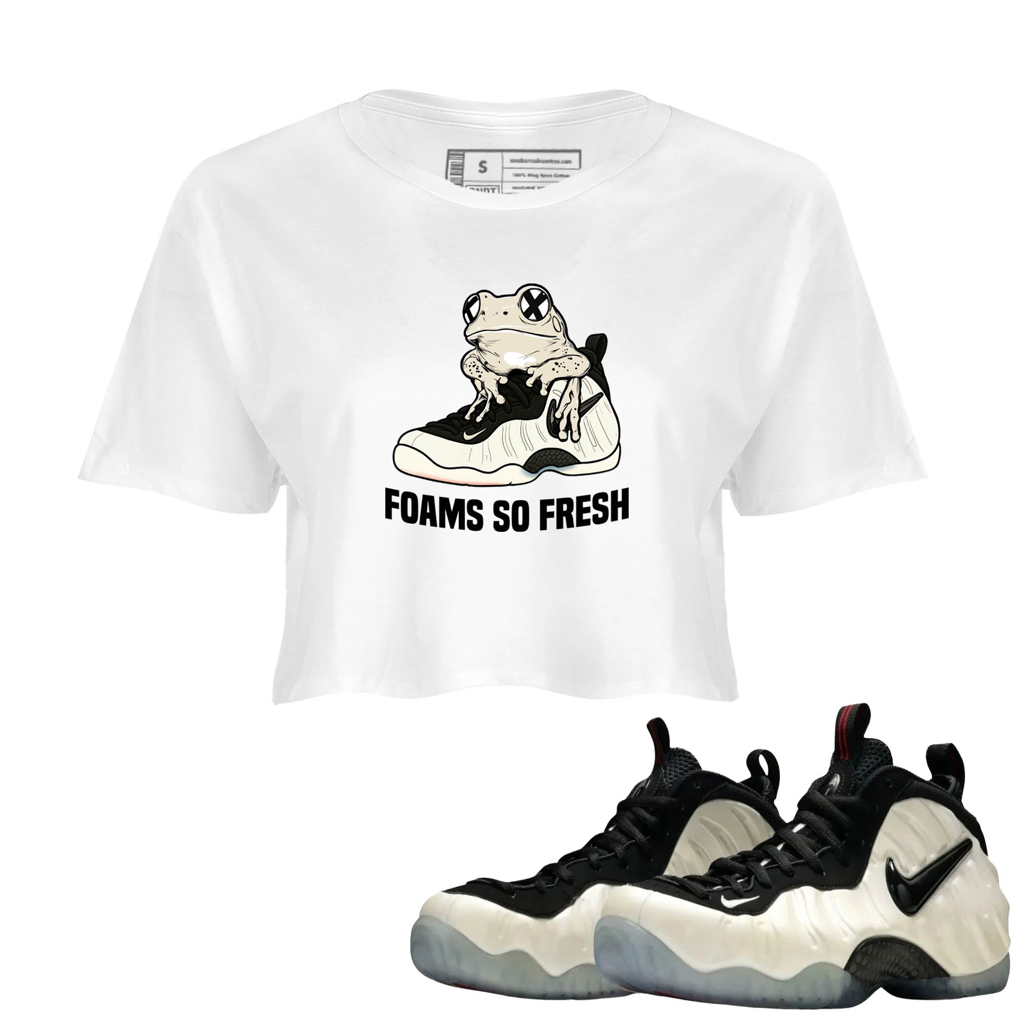 Sneaker Threads  Sneaker Tees To Match Air Foamposite One Pearl  Foams So Fresh Crop Tee White 1. Perfect for Jordan releases 2025 colorways.
