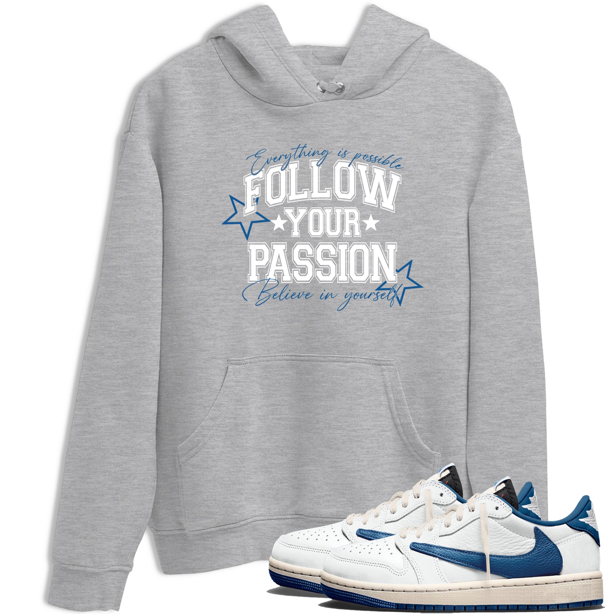 Sneaker match tees  Sneaker Tees To Match Air Jordan 1 Travis Scott Fragment Sneakers  Follow Your Passion Graphic Tee Heather Grey 1