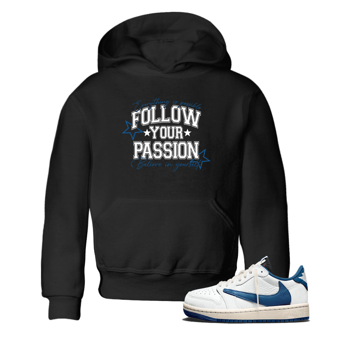 Sneaker match tees  Sneaker Tees To Match Air Jordan 1 Travis Scott Fragment Sneakers  Follow Your Passion Kids Graphic T-Shirt Black 1