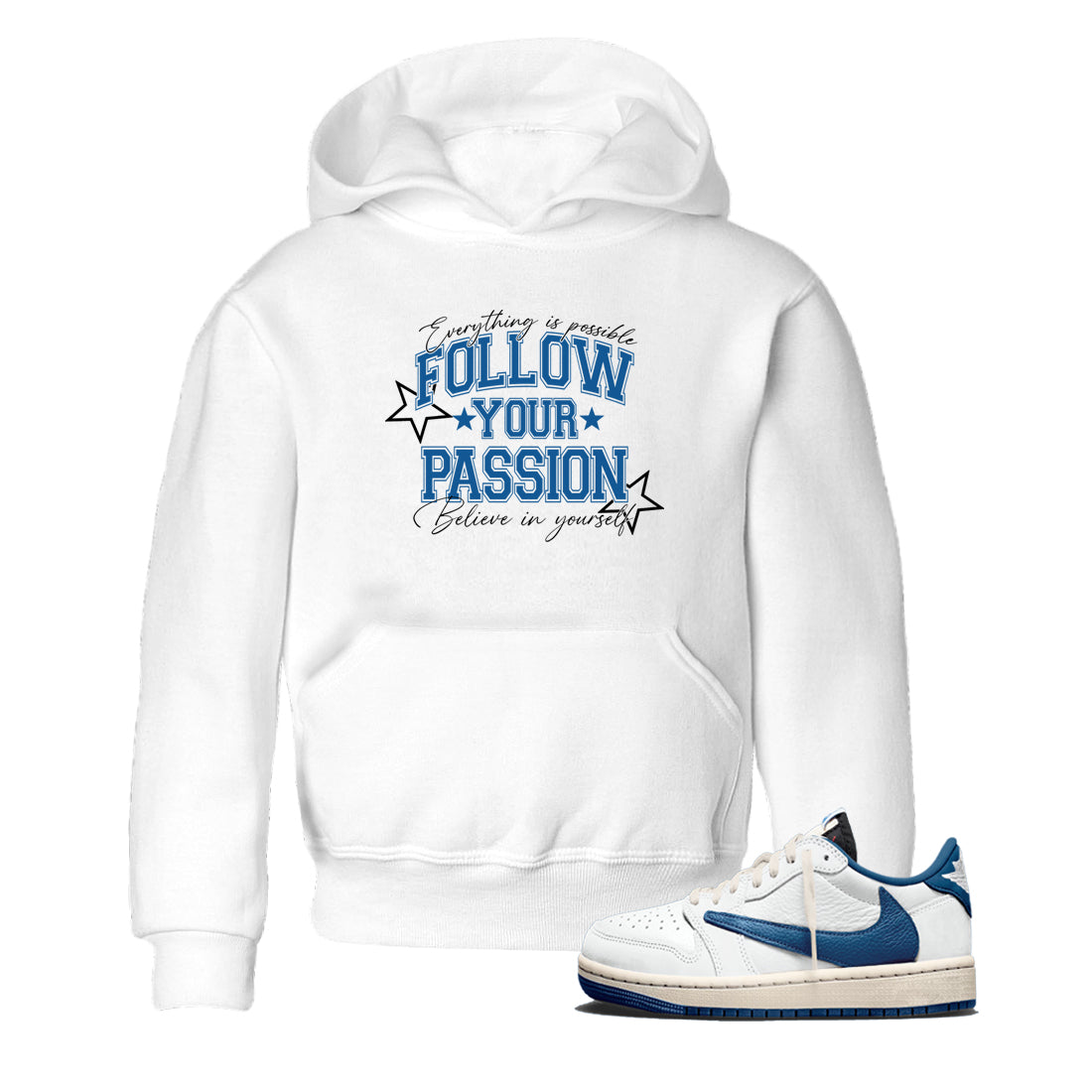 Sneaker match tees  Sneaker Tees To Match Air Jordan 1 Travis Scott Fragment Sneakers  Follow Your Passion Kids Graphic T-Shirt White 1