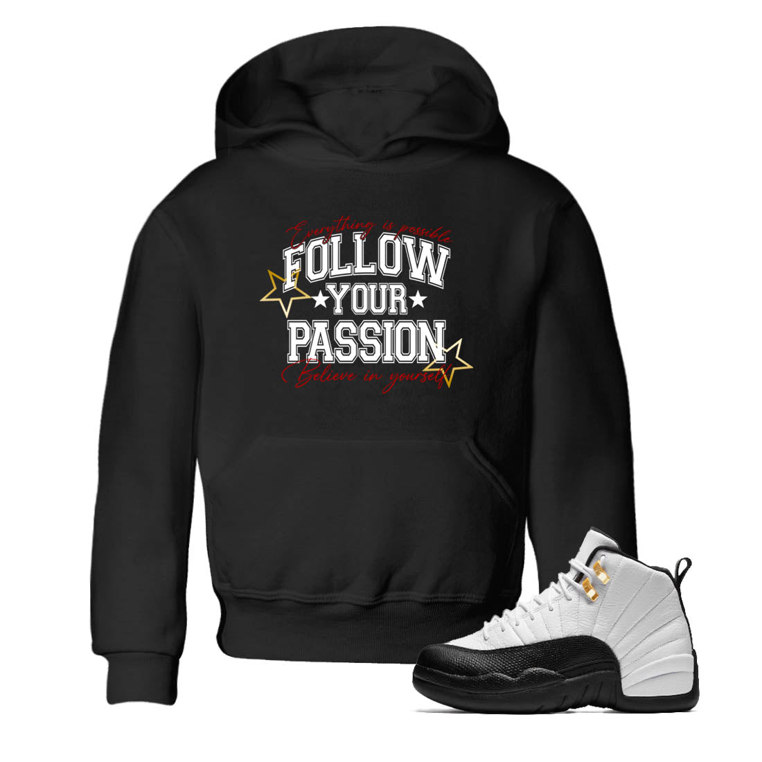 Sneaker Threads  Sneaker Tees To Match Air Jordan 12 Taxi  Follow Your Passion Youth Graphic Tee Black 1. Perfect for Jordan releases 2025 colorways.