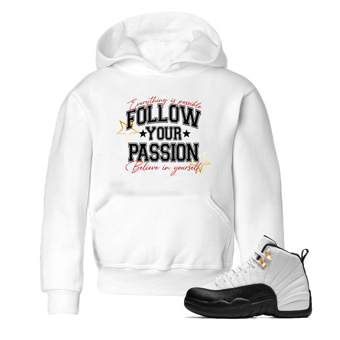 Sneaker Threads  Sneaker Tees To Match Air Jordan 12 Taxi  Follow Your Passion Youth Graphic Tee White 1. Perfect for Jordan releases 2025 colorways.