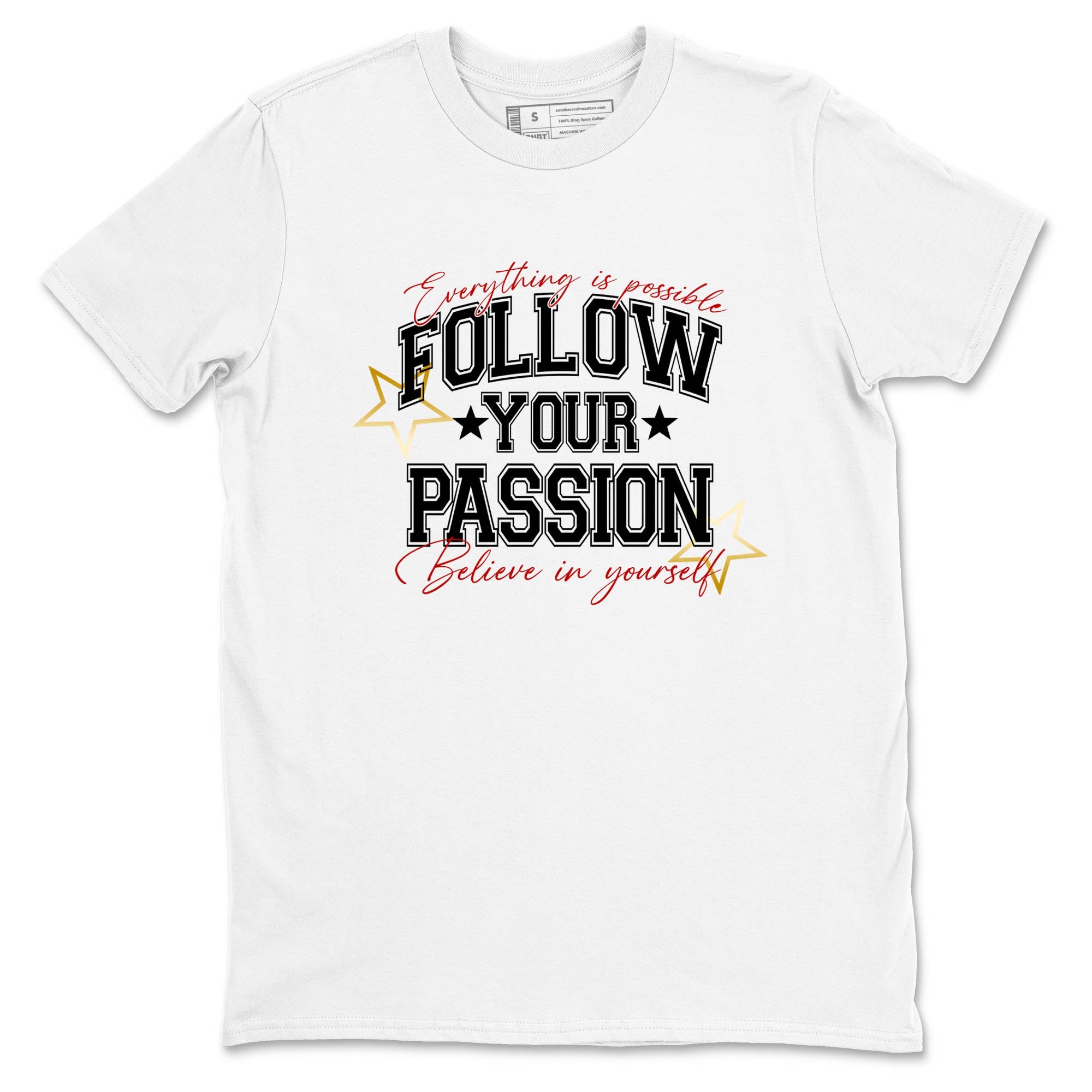 Sneaker Threads  Sneaker Tees To Match Air Jordan 12 Taxi  Follow Your Passion Graphic Tee White 2. Perfect for Jordan releases 2025 colorways.