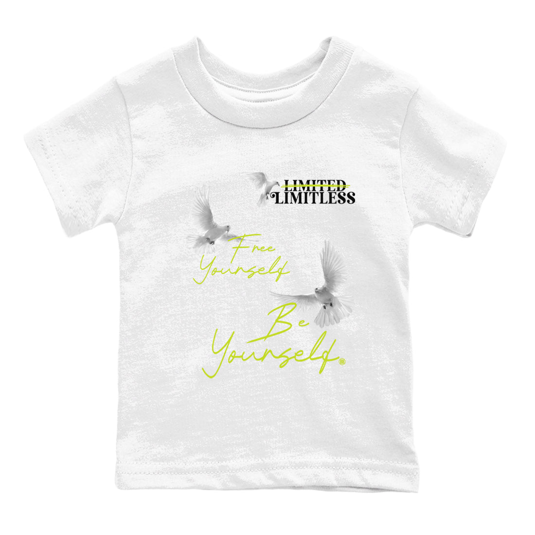 Foams One Black Volt shirts to match jordans Free Yourself Be Yourself sneaker match tees Air Foamposite One Black Volt match shoes to clothes Drip Gear Zone Youth Baby White 2 tee