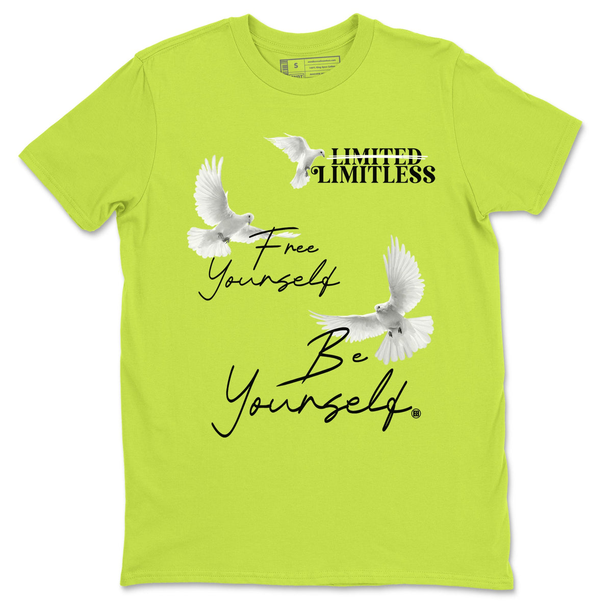 Foams One Black Volt shirts to match jordans Free Yourself Be Yourself sneaker match tees Air Foamposite One Black Volt match shoes to clothes Drip Gear Zone unisex cotton Safety Green 2 shirts
