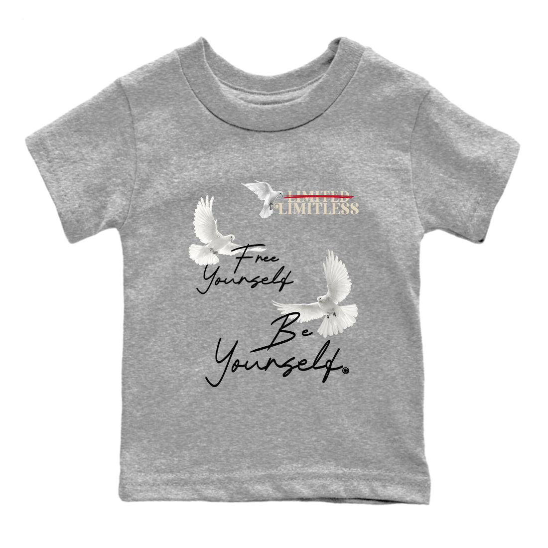 Sneaker Threads  Sneaker Tees To Match Air Foamposite One Pearl  Free Yourself Be Yourself Youth Graphic Tee Heather Grey 2. Perfect for Jordan releases 2025 colorways.