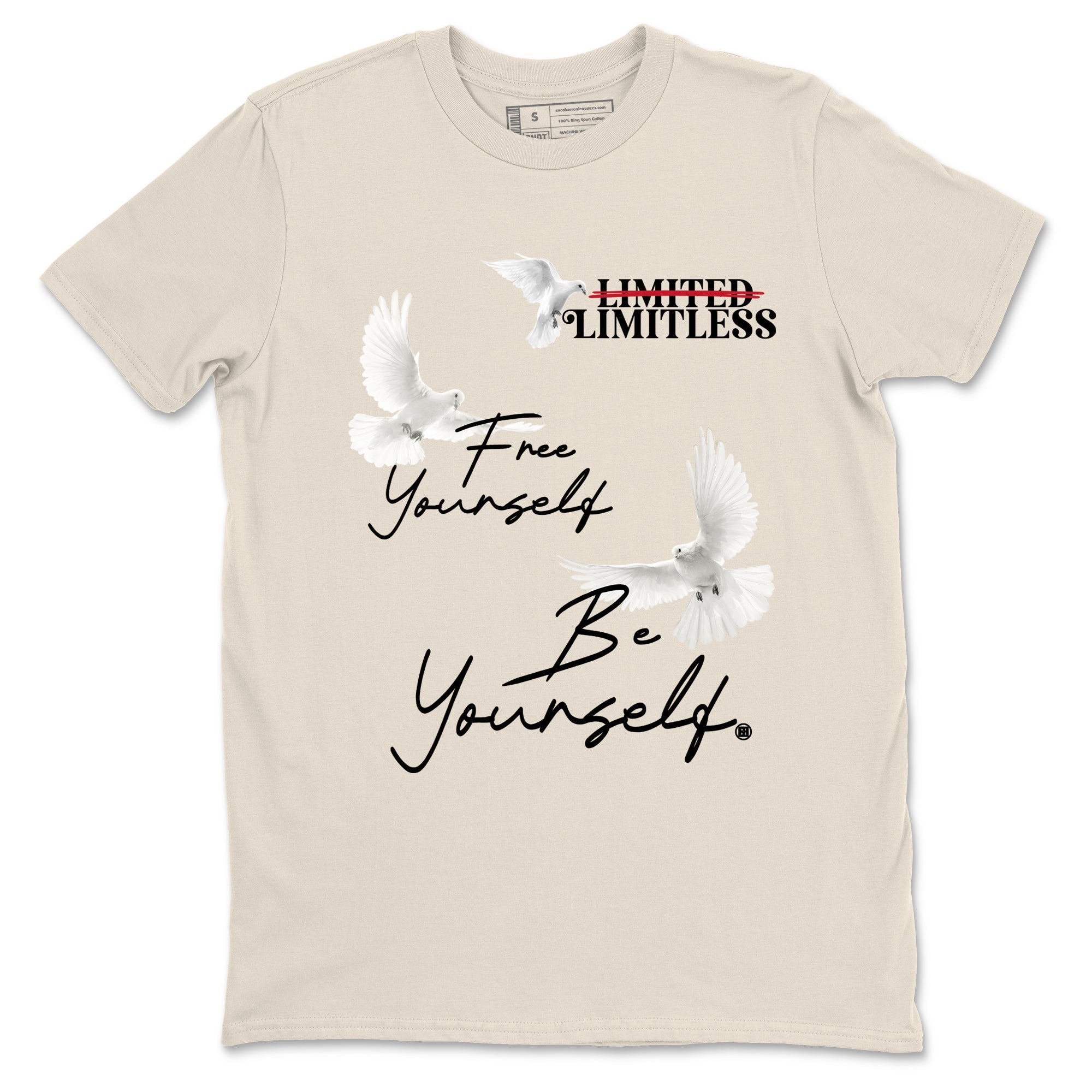 Sneaker Threads  Sneaker Tees To Match Air Foamposite One Pearl  Free Yourself Be Yourself Graphic Tee Natural 2. Perfect for Jordan releases 2025 colorways.